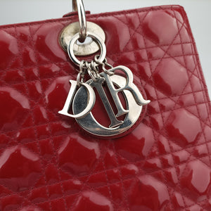 Vintage Christian Dior Lady Dior Red patent  shoulderbag | stylenewstar