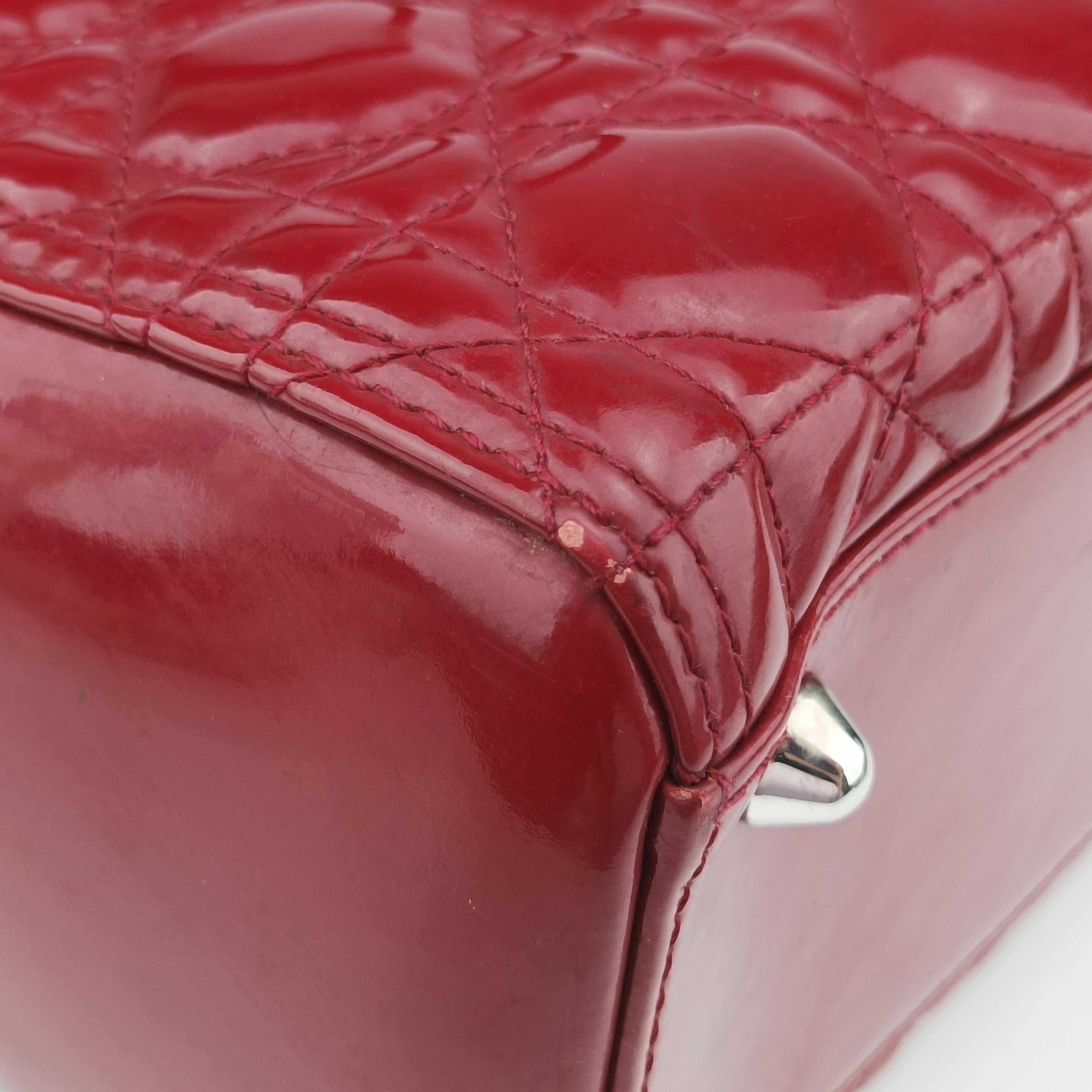 Vintage Christian Dior Lady Dior Red patent  shoulderbag | stylenewstar