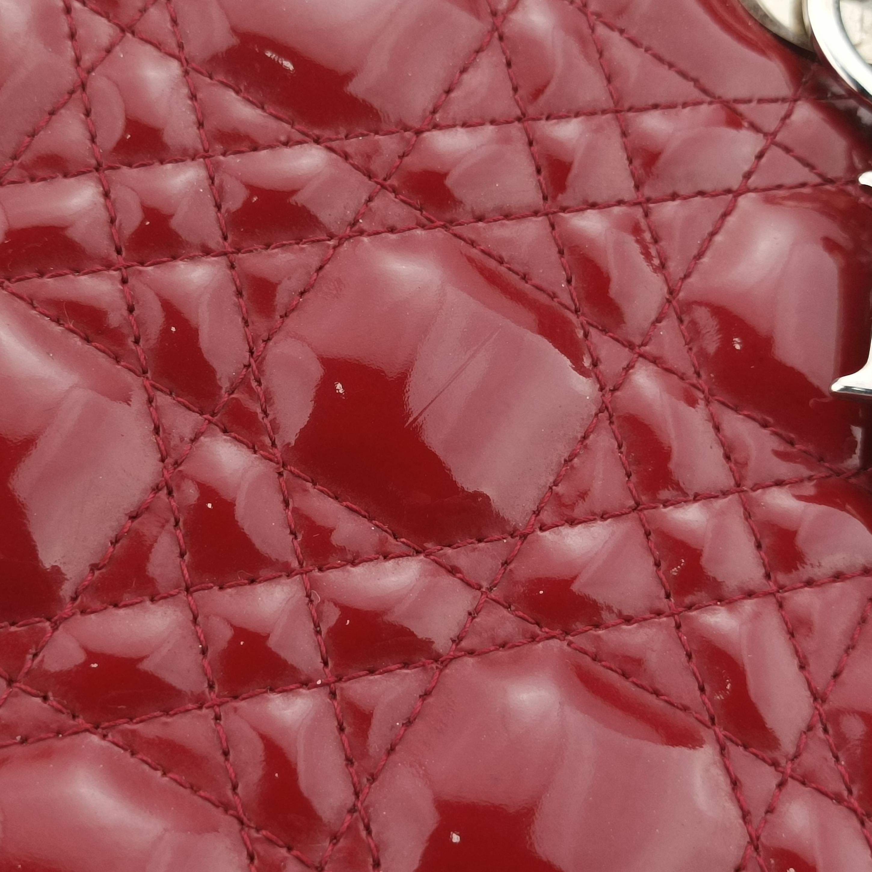 Vintage Christian Dior Lady Dior Red patent  shoulderbag | stylenewstar