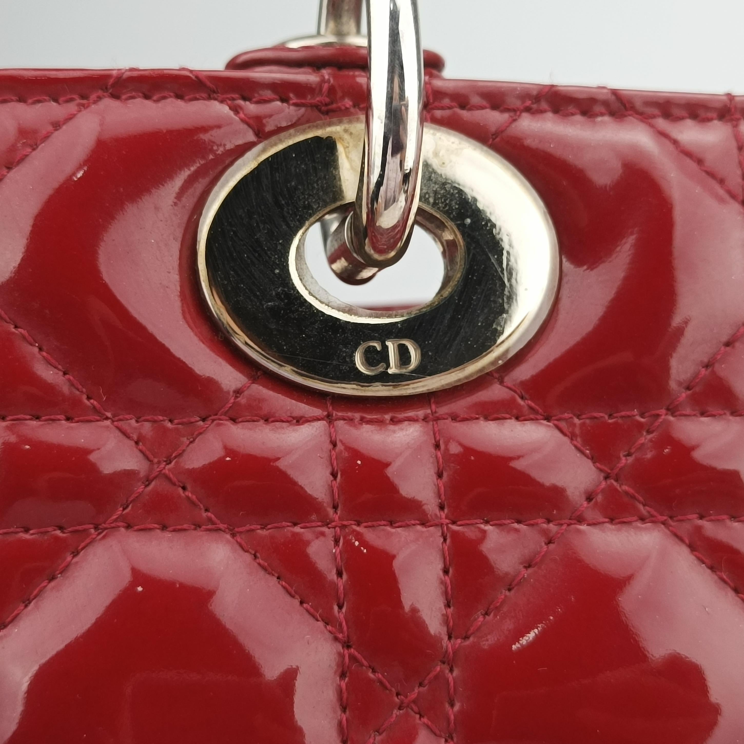 Vintage Christian Dior Lady Dior Red patent  shoulderbag | stylenewstar