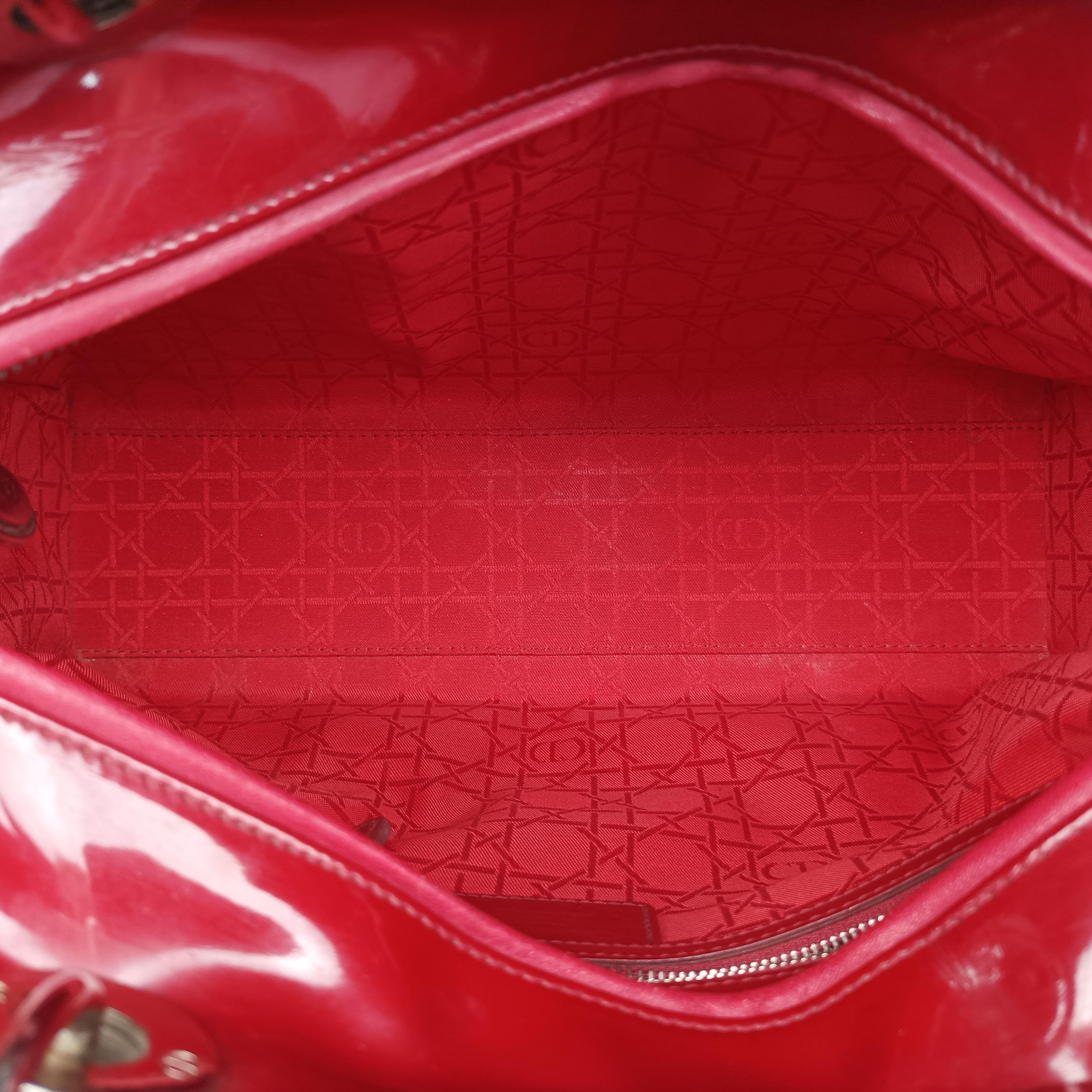 Vintage Christian Dior Lady Dior Red patent  shoulderbag | stylenewstar