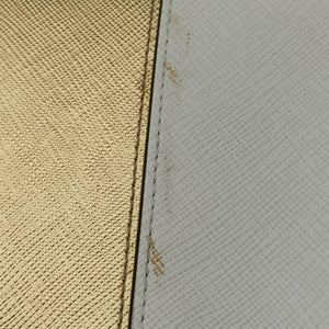 Pre-owned Prada Triangular logo plate Golden×White SAFFIANO Leather BT947C shoulderbag | stylenewstar