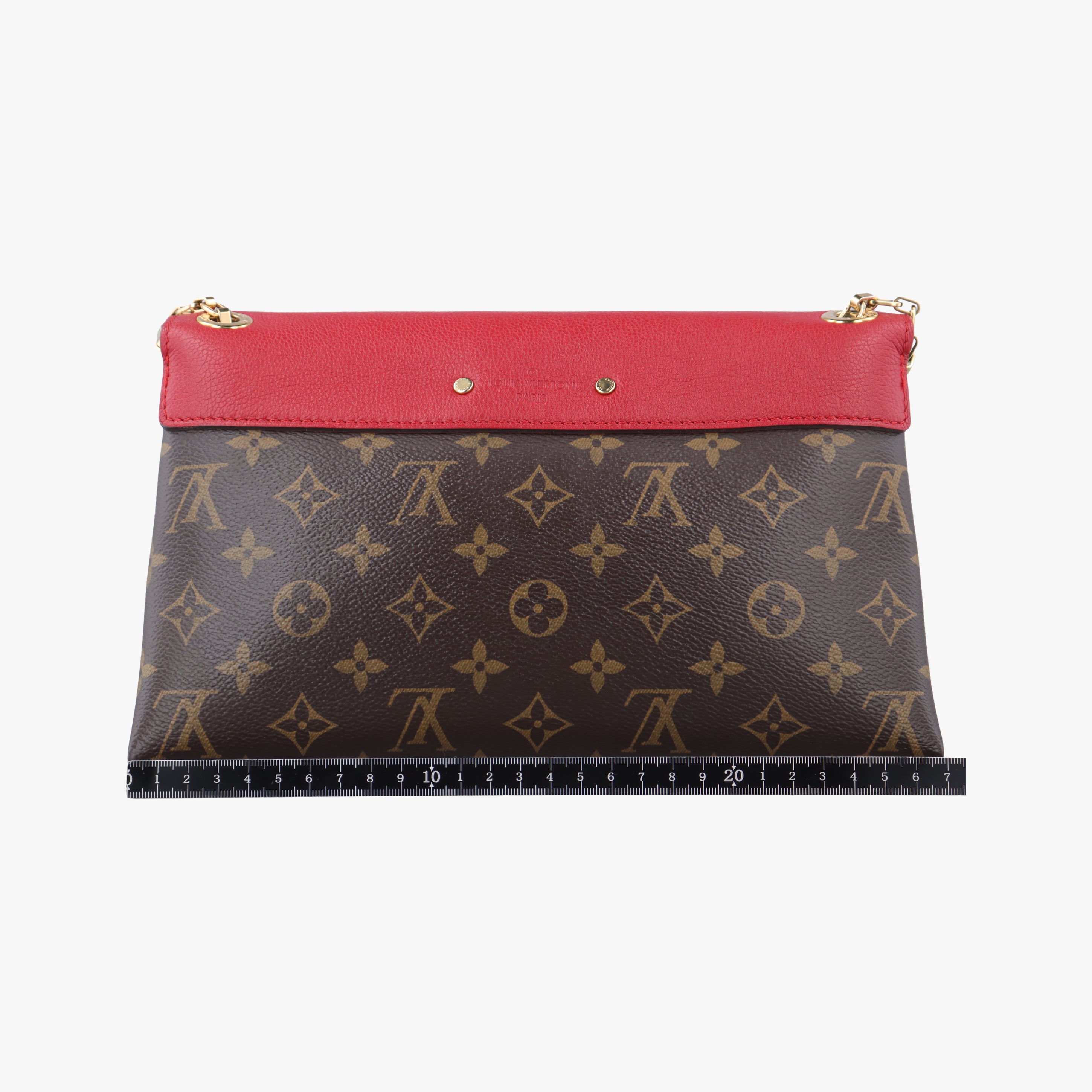 Vintage Louis Vuitton PALLAS Chain Brown×CERISE Monogram Canvas×calf leather M41201 shoulderbag | stylenewstar