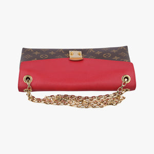 Vintage Louis Vuitton PALLAS Chain Brown×CERISE Monogram Canvas×calf leather M41201 shoulderbag | stylenewstar