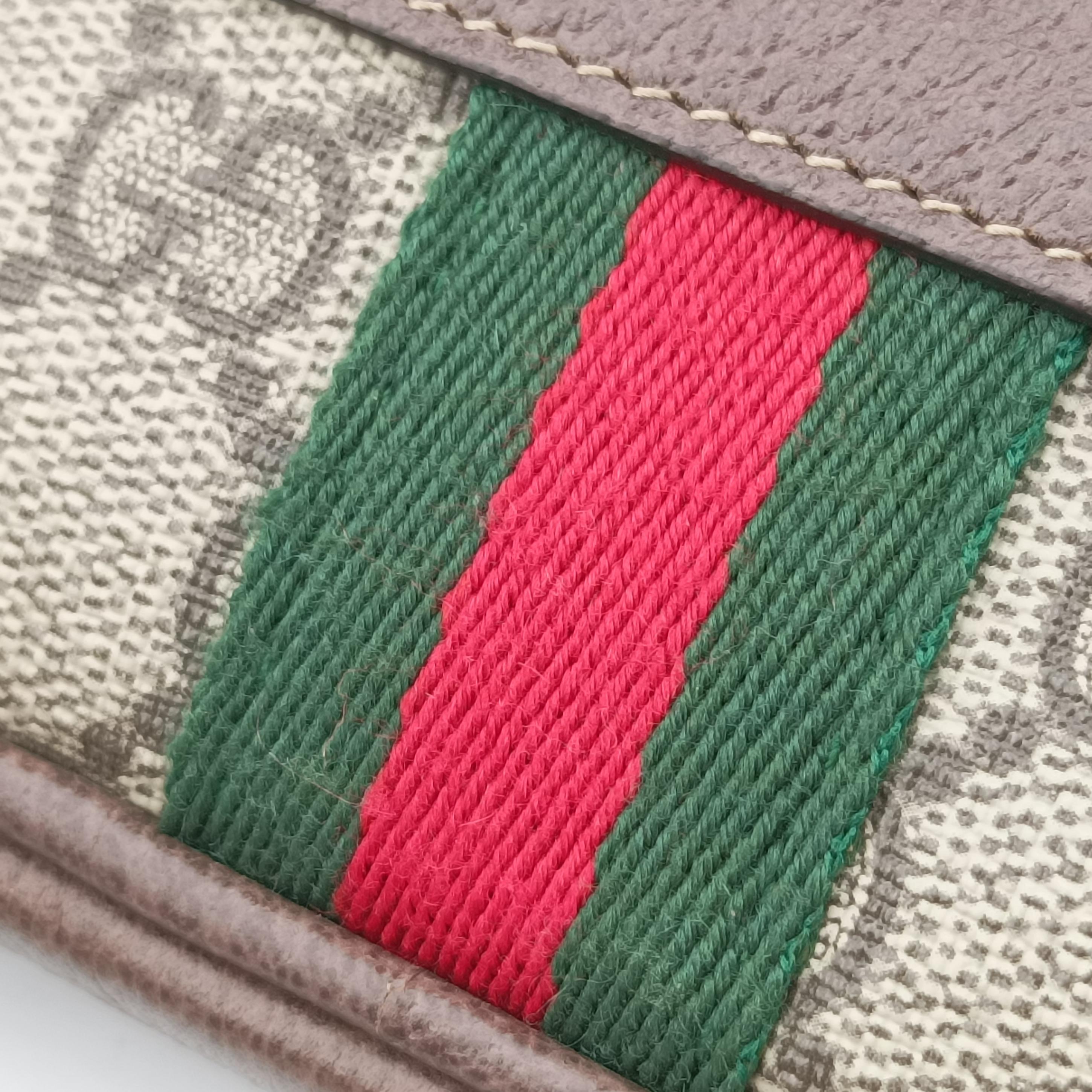 Pre-owned Gucci Ophidia beige×red×green PVC coated canvas 519308 bum bag/waist bag | stylenewstar