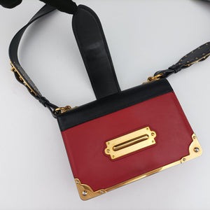 Pre-owned Prada Cahier Red x Black Leather 1BD045 shoulderbag | stylenewstar