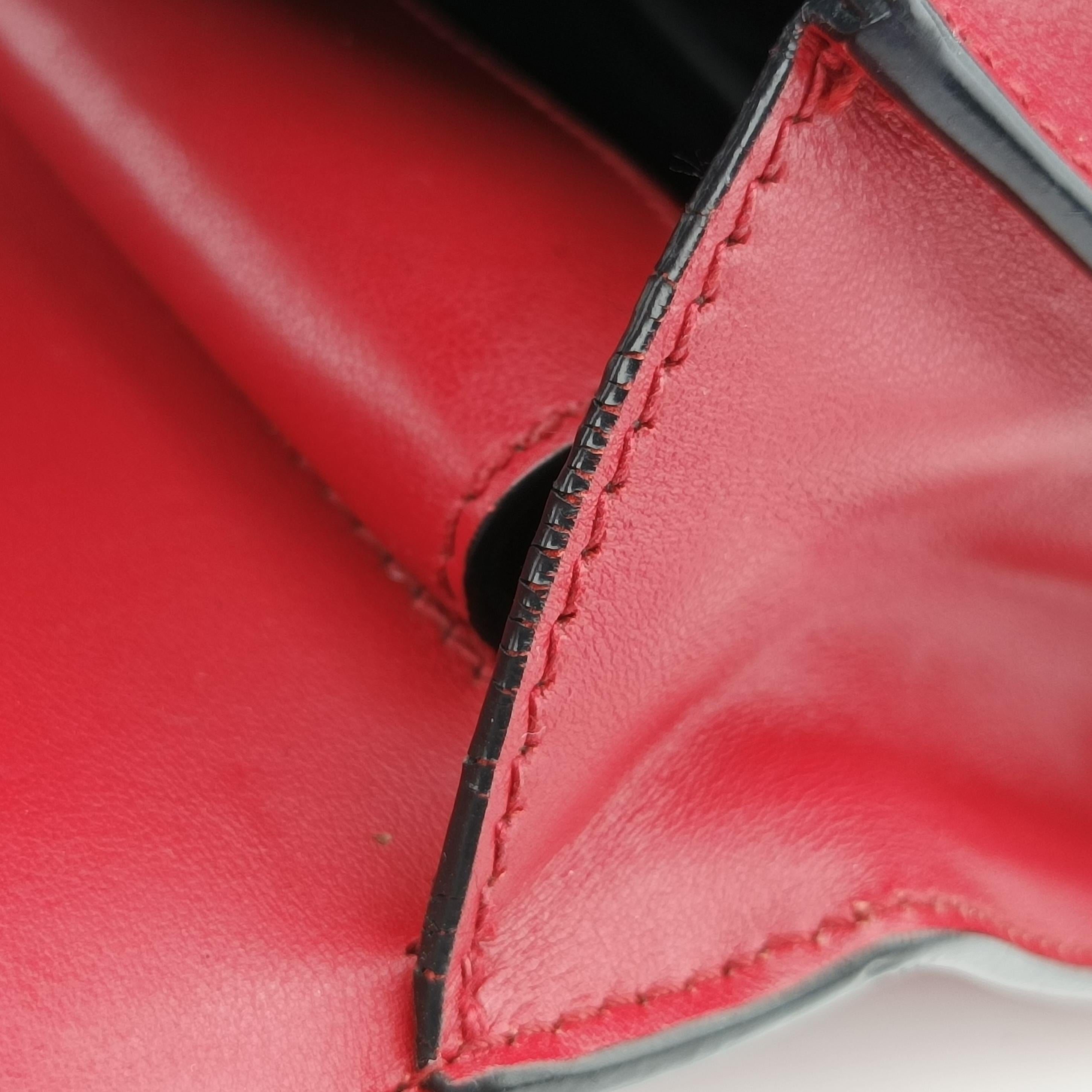 Pre-owned Prada Cahier Red x Black Leather 1BD045 shoulderbag | stylenewstar