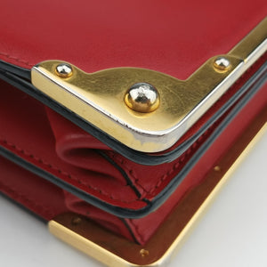 Pre-owned Prada Cahier Red x Black Leather 1BD045 shoulderbag | stylenewstar