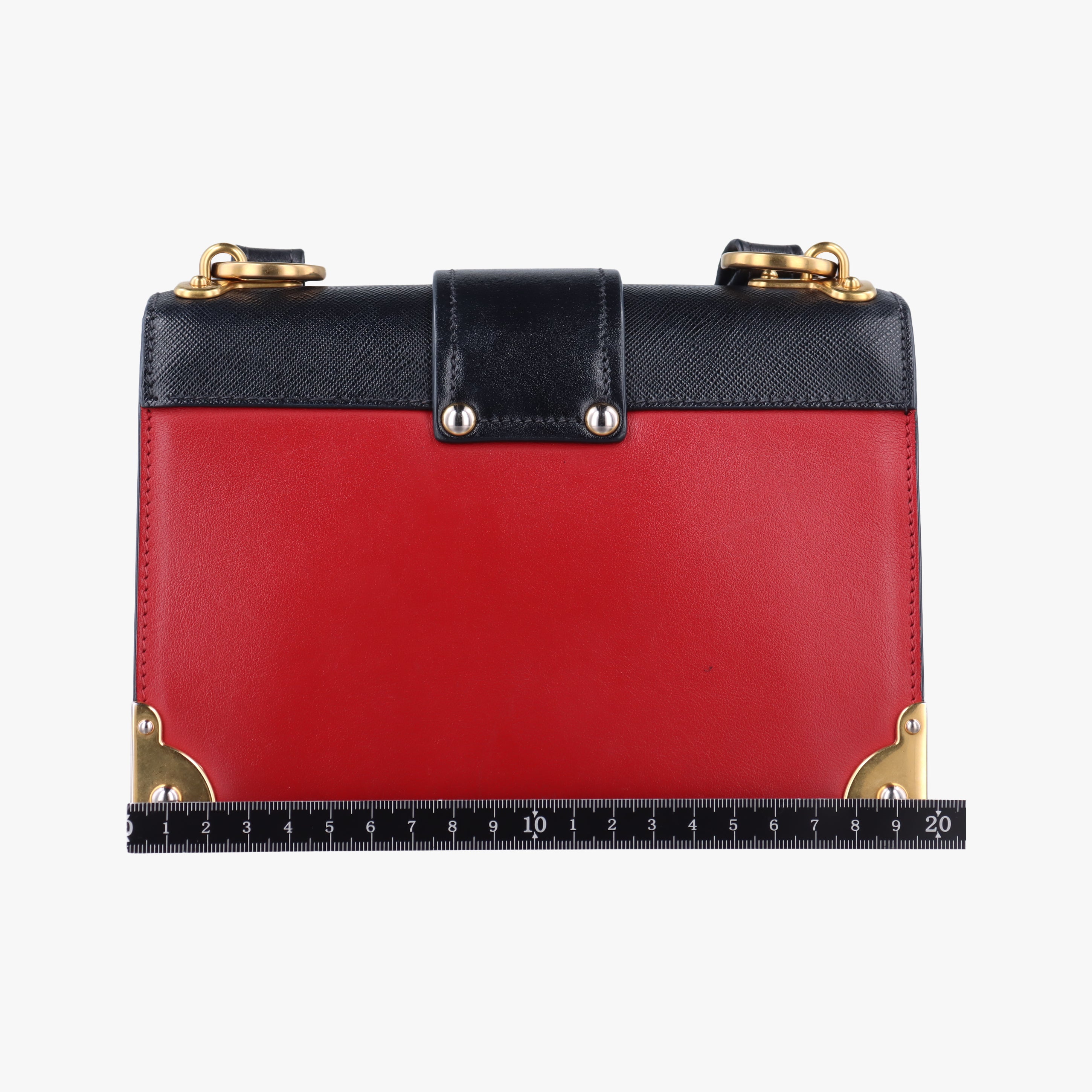 Pre-owned Prada Cahier Red x Black Leather 1BD045 shoulderbag | stylenewstar