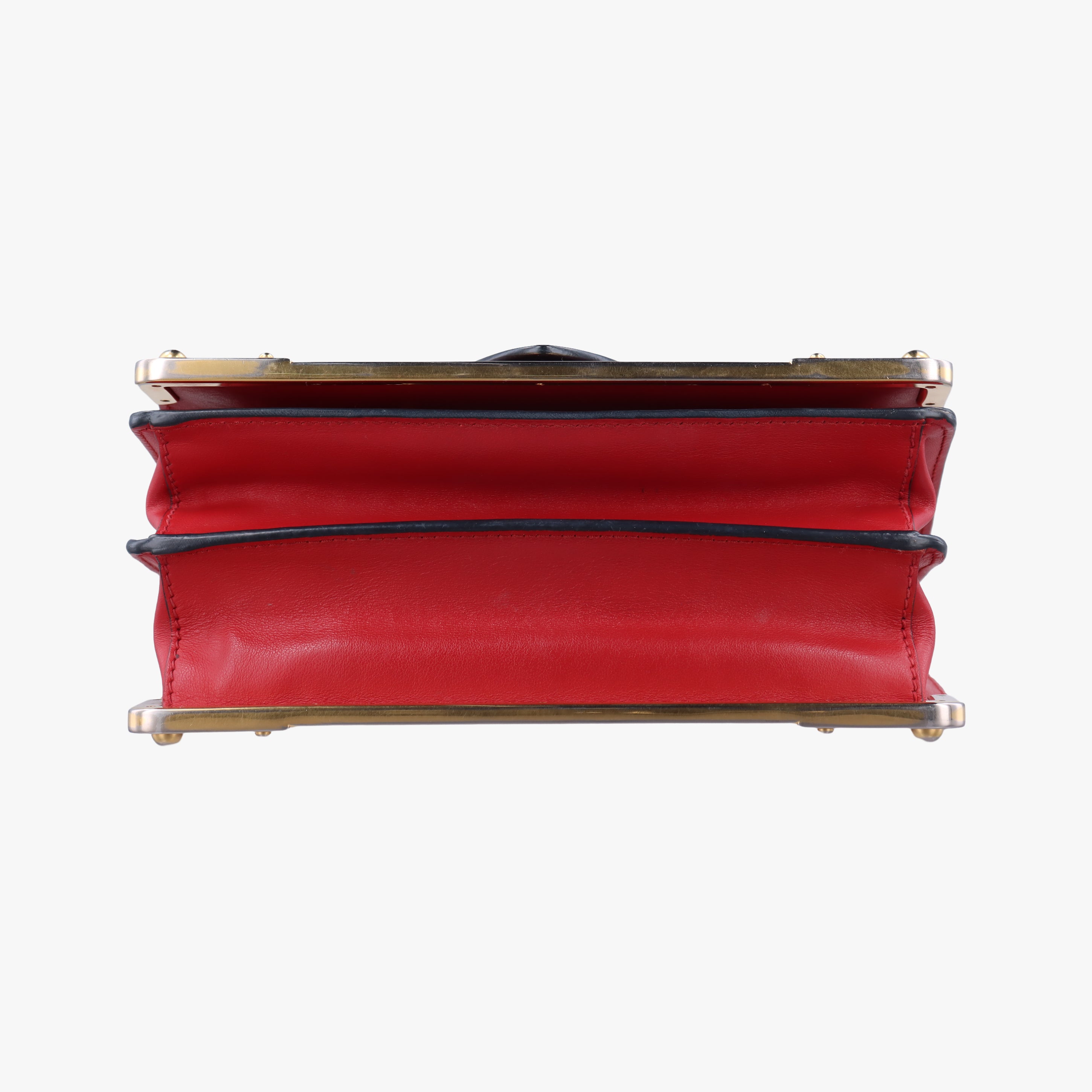 Pre-owned Prada Cahier Red x Black Leather 1BD045 shoulderbag | stylenewstar