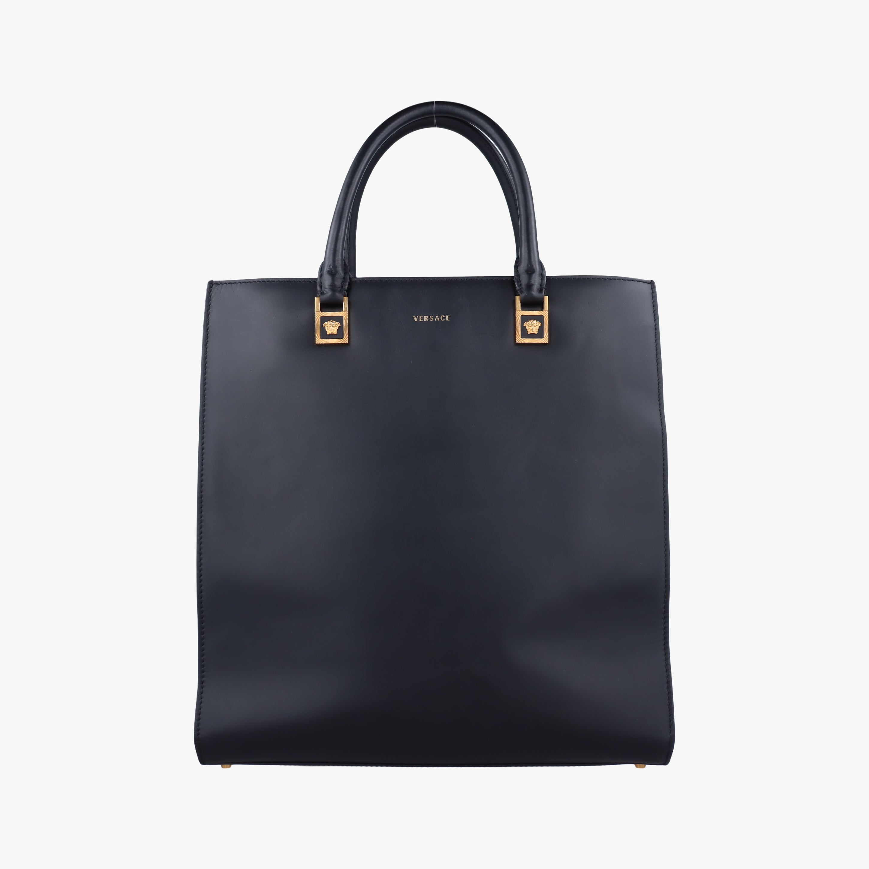 Pre-owned VERSACE medusa Black leather  handbag | stylenewstar