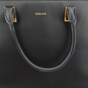 Pre-owned VERSACE medusa Black leather  handbag | stylenewstar