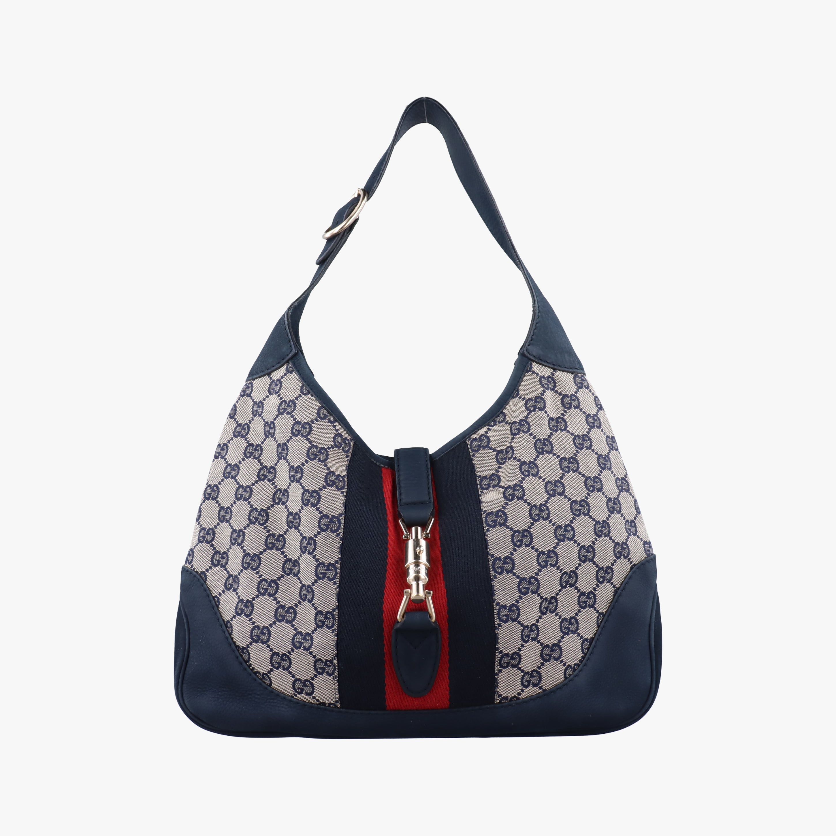 Pre-owned Gucci Jackie Flora Hobo beige×navy×red canvas x leather 277520 handbag | stylenewstar