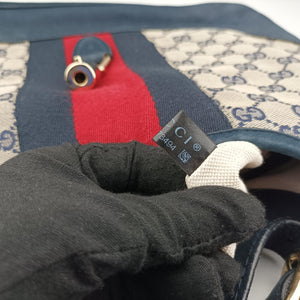 Pre-owned Gucci Jackie Flora Hobo beige×navy×red canvas x leather 277520 handbag | stylenewstar