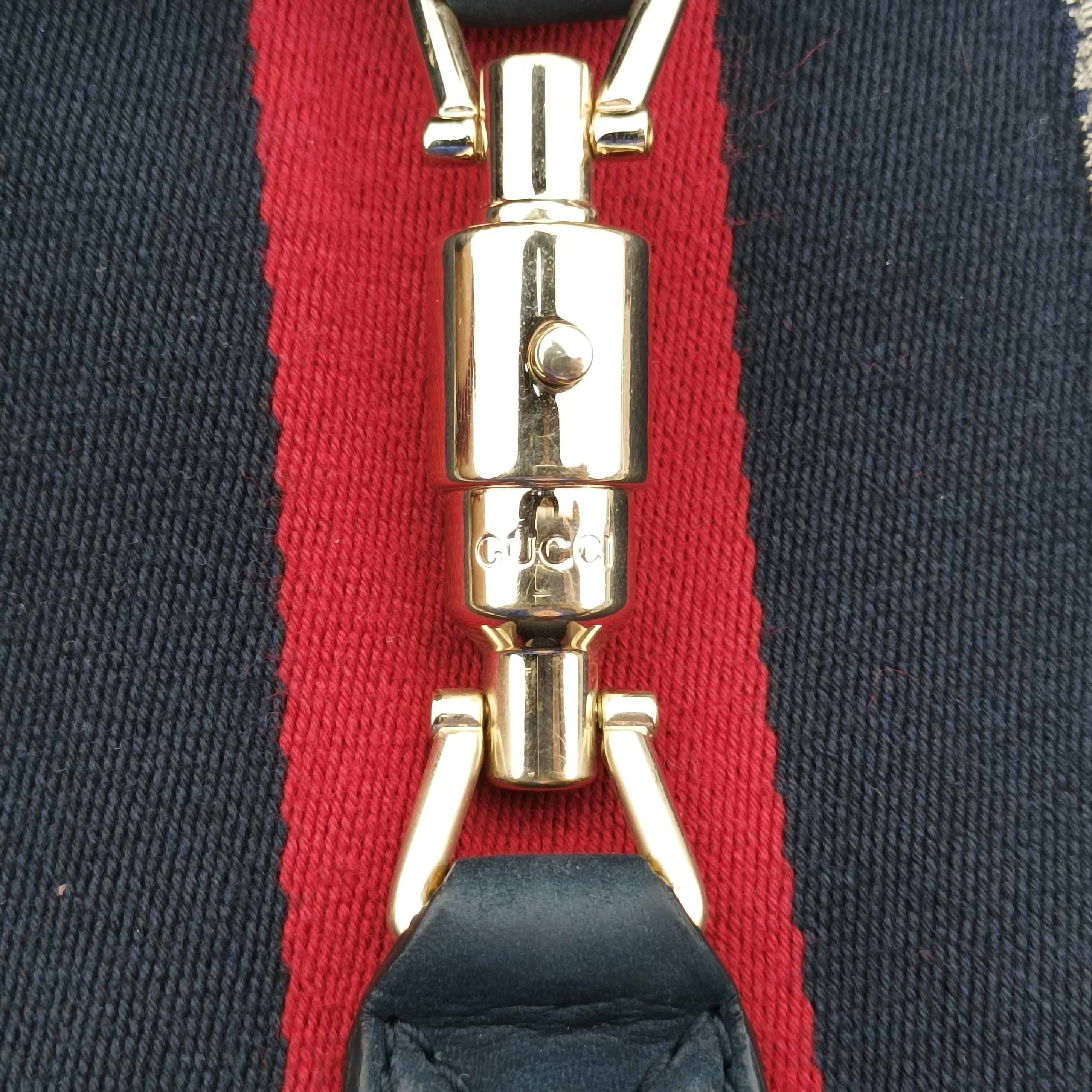 Pre-owned Gucci Jackie Flora Hobo beige×navy×red canvas x leather 277520 handbag | stylenewstar