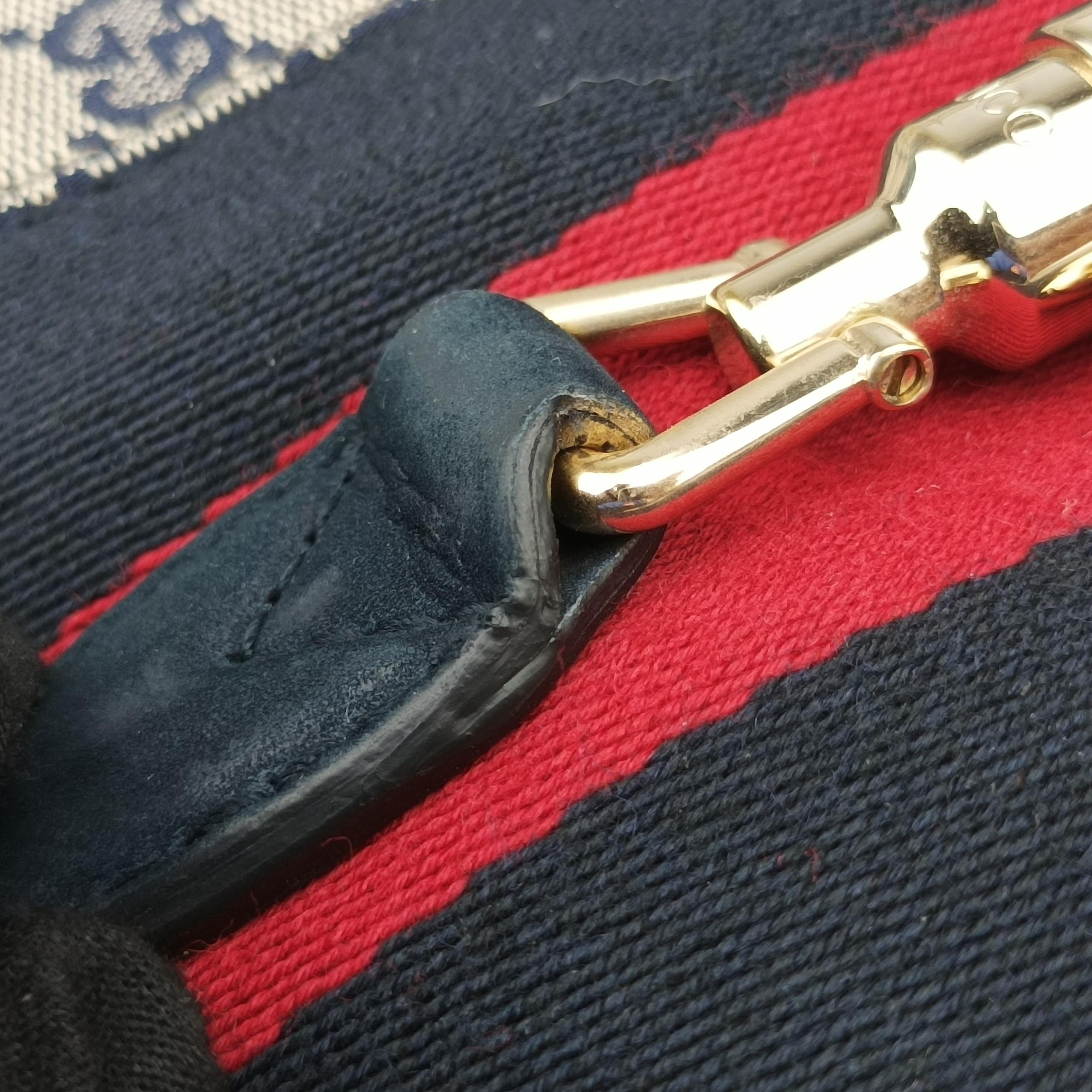 Pre-owned Gucci Jackie Flora Hobo beige×navy×red canvas x leather 277520 handbag | stylenewstar