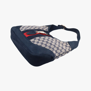 Pre-owned Gucci Jackie Flora Hobo beige×navy×red canvas x leather 277520 handbag | stylenewstar