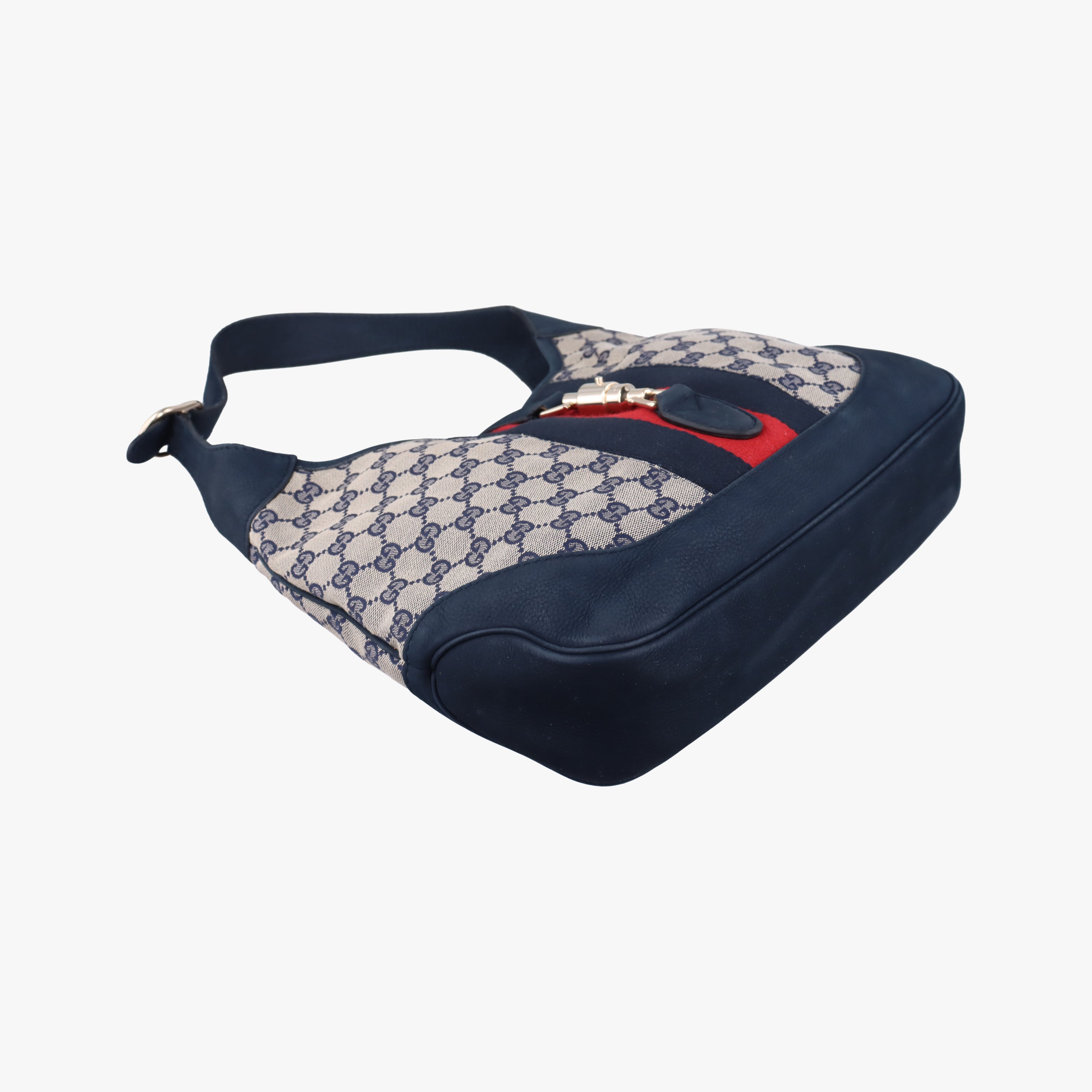 Pre-owned Gucci Jackie Flora Hobo beige×navy×red canvas x leather 277520 handbag | stylenewstar