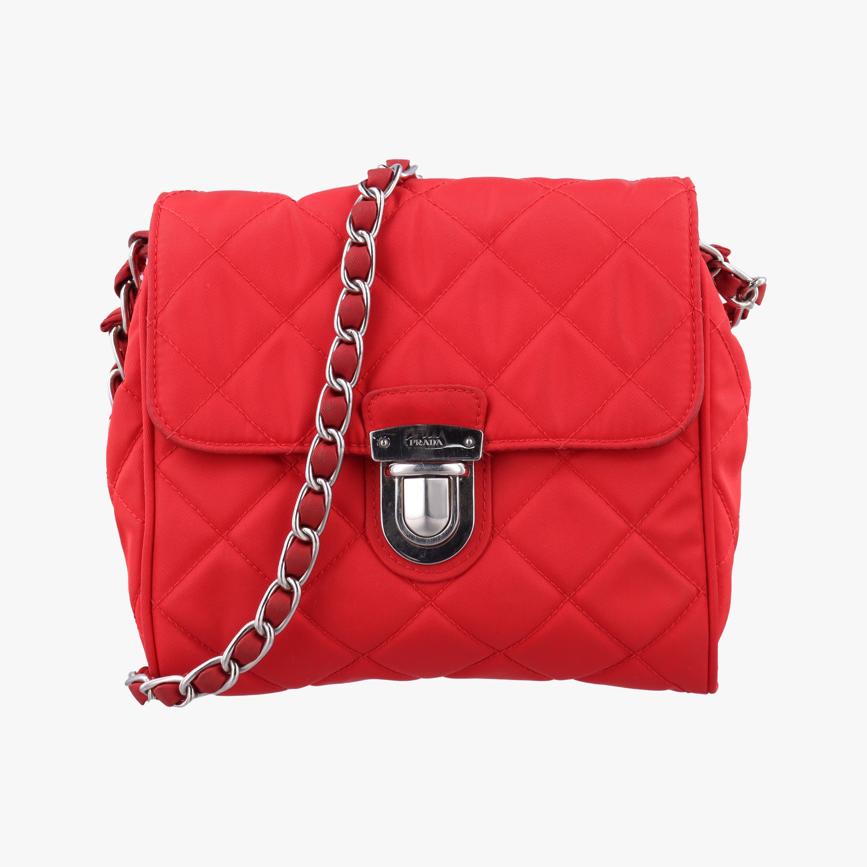 Pre-owned Prada Fuchsia Fabric Impuntu Flap Red nylon  shoulderbag | stylenewstar