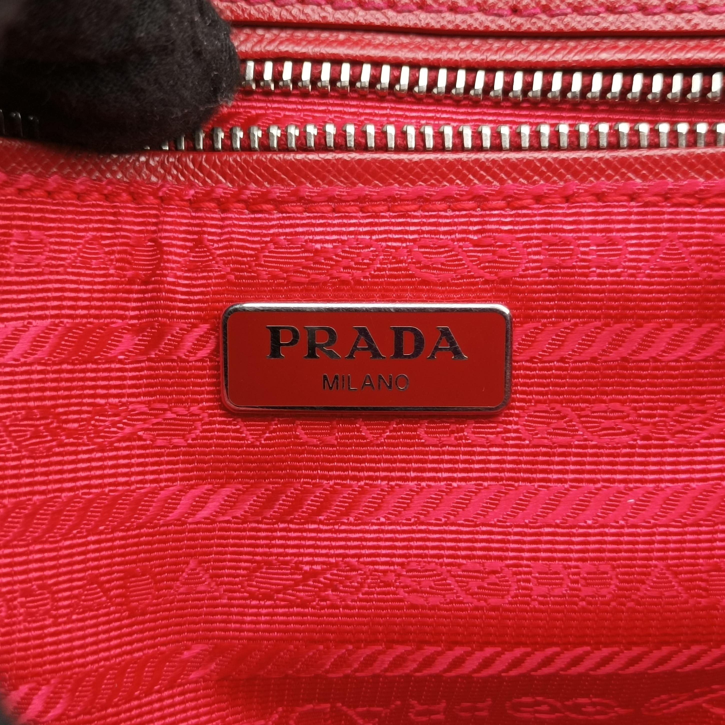 Pre-owned Prada Fuchsia Fabric Impuntu Flap Red nylon  shoulderbag | stylenewstar