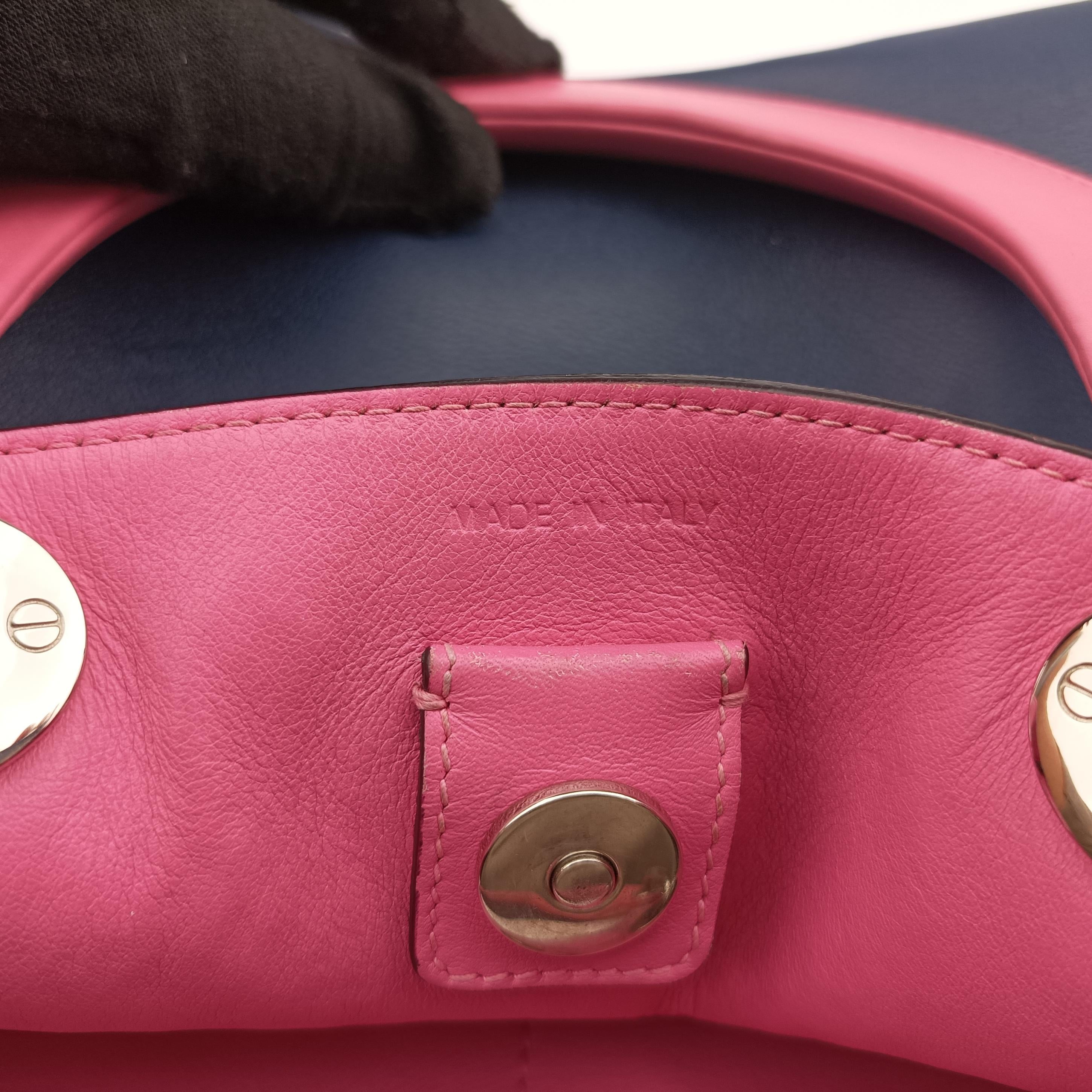 Pre-owned Christian Dior Diorissimo Navy x Pink Leather  shoulderbag | stylenewstar