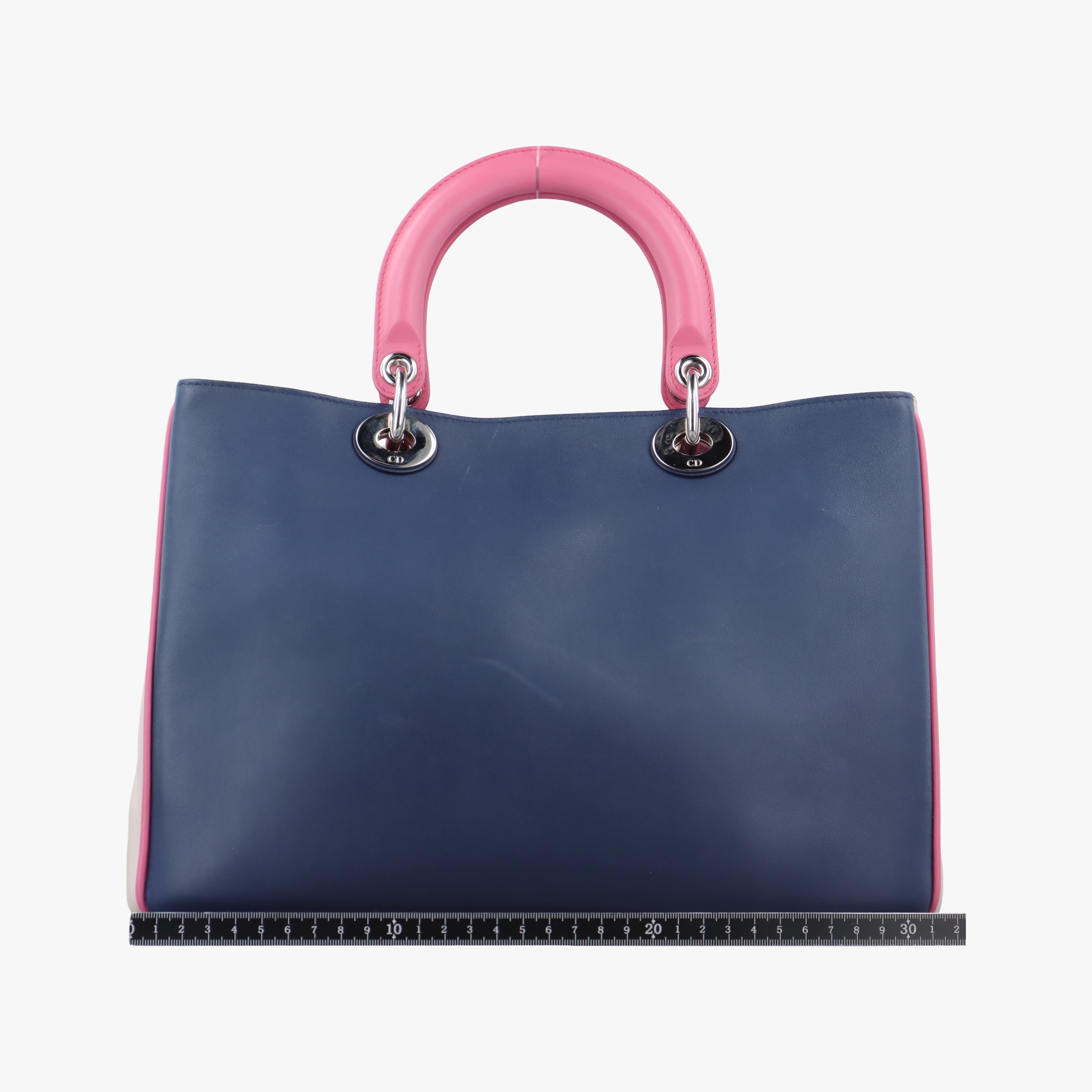 Pre-owned Christian Dior Diorissimo Navy x Pink Leather  shoulderbag | stylenewstar