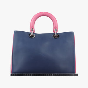 Pre-owned Christian Dior Diorissimo Navy x Pink Leather  shoulderbag | stylenewstar
