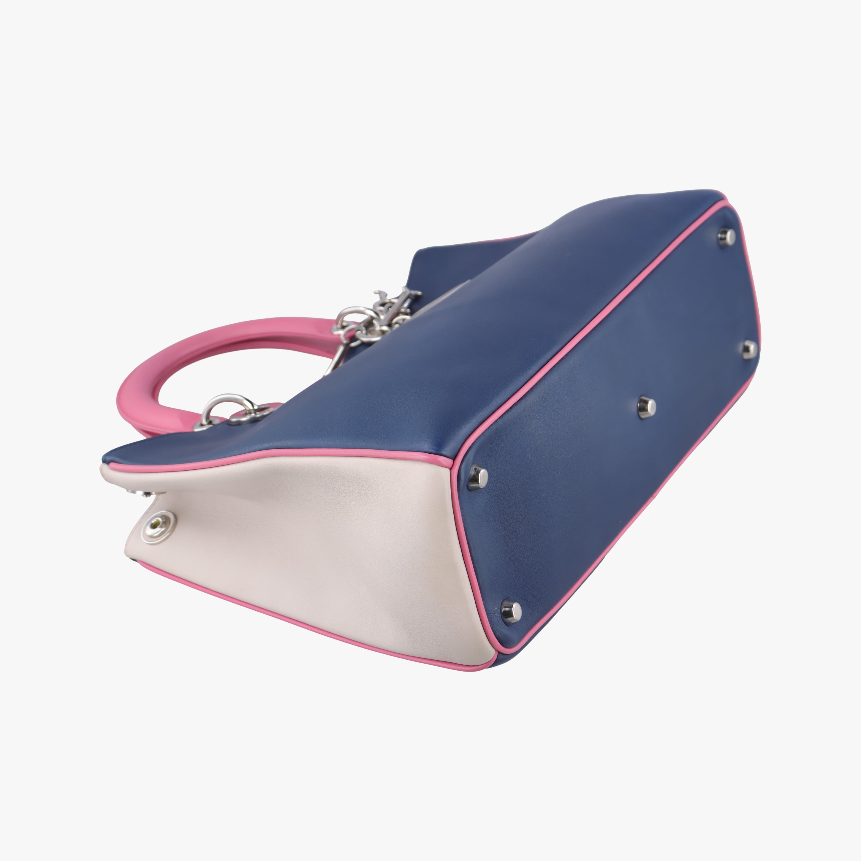 Pre-owned Christian Dior Diorissimo Navy x Pink Leather  shoulderbag | stylenewstar