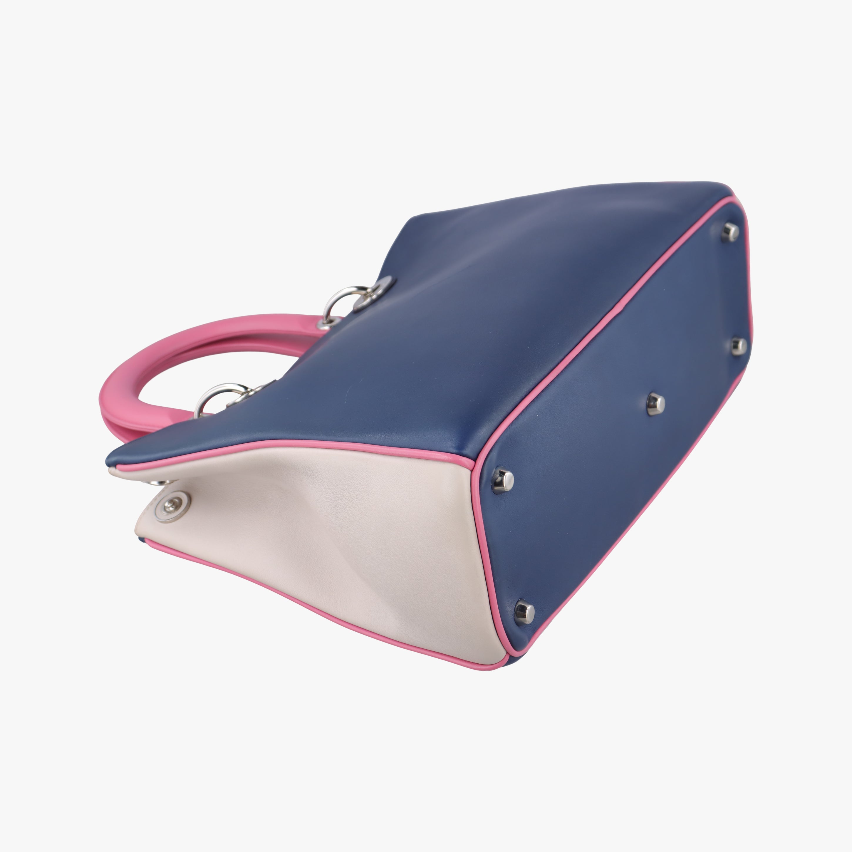 Pre-owned Christian Dior Diorissimo Navy x Pink Leather  shoulderbag | stylenewstar