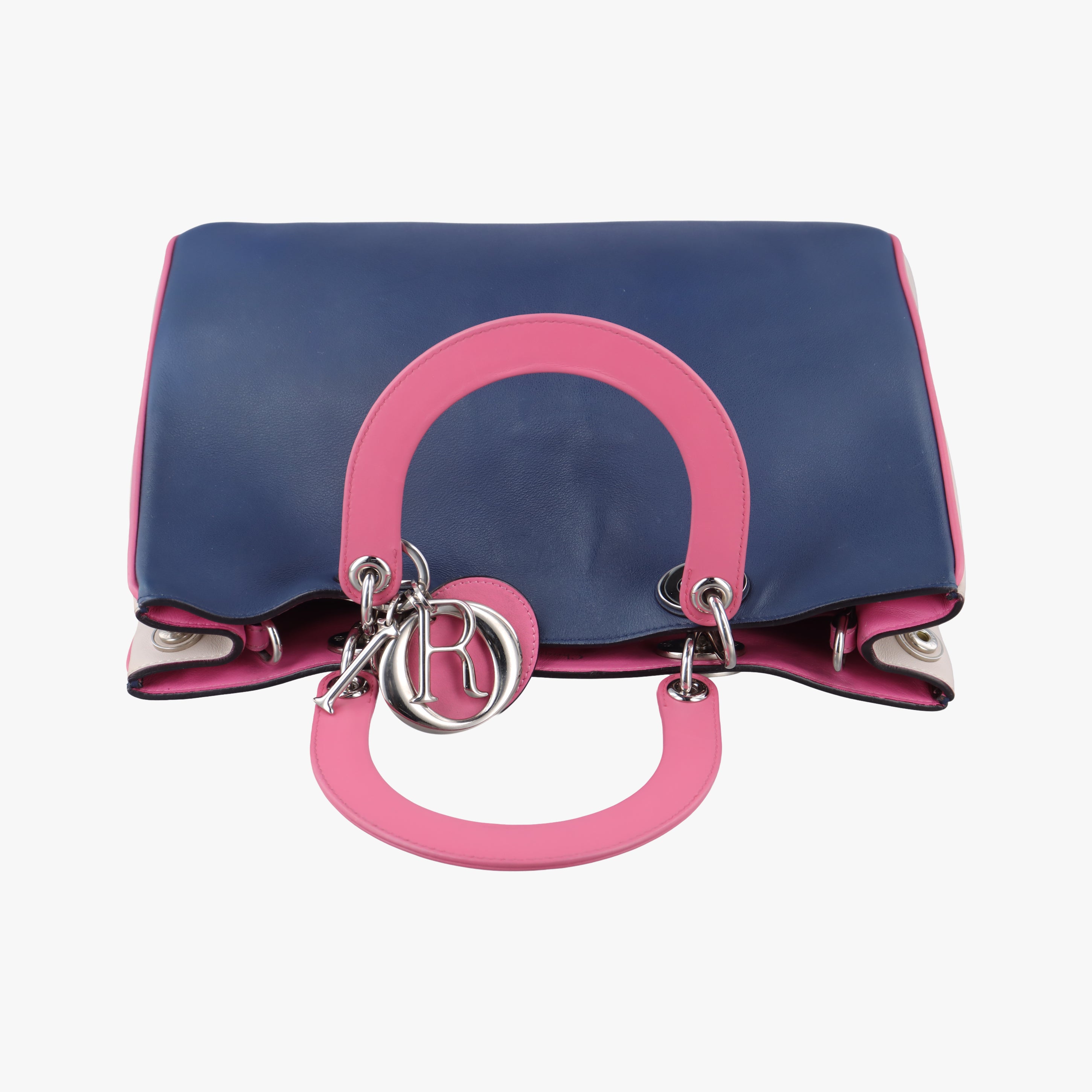 Pre-owned Christian Dior Diorissimo Navy x Pink Leather  shoulderbag | stylenewstar
