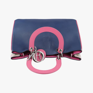 Pre-owned Christian Dior Diorissimo Navy x Pink Leather  shoulderbag | stylenewstar