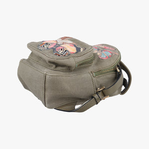 Secondhand Valentino Embroidered butterfly Green x Beige x Multicolor canvas  backpack/rucksack | stylenewstar