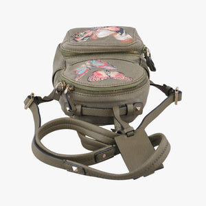 Secondhand Valentino Embroidered butterfly Green x Beige x Multicolor canvas  backpack/rucksack | stylenewstar