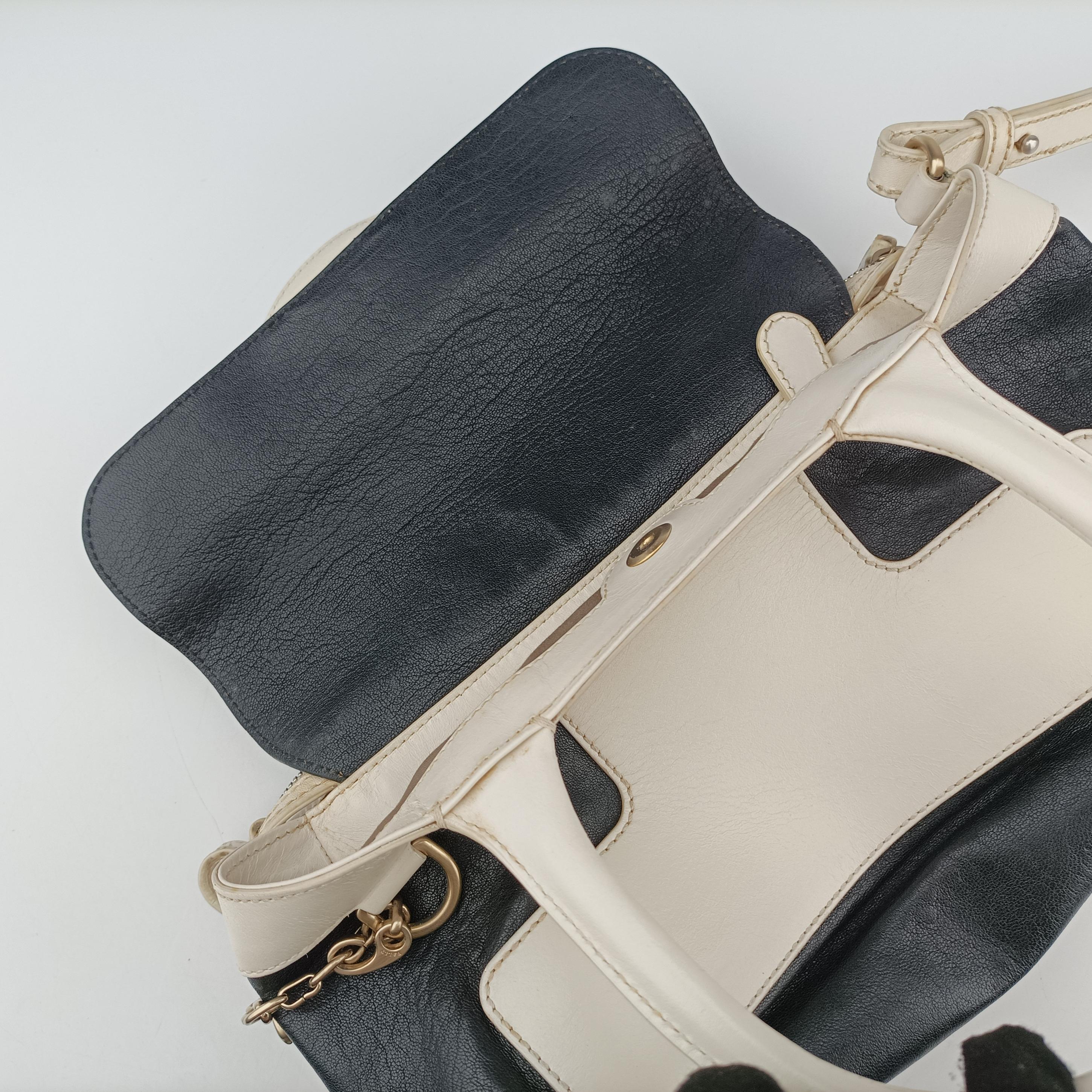 Pre-owned Bally Medium Boston Golf Black x White leather  shoulderbag | stylenewstar