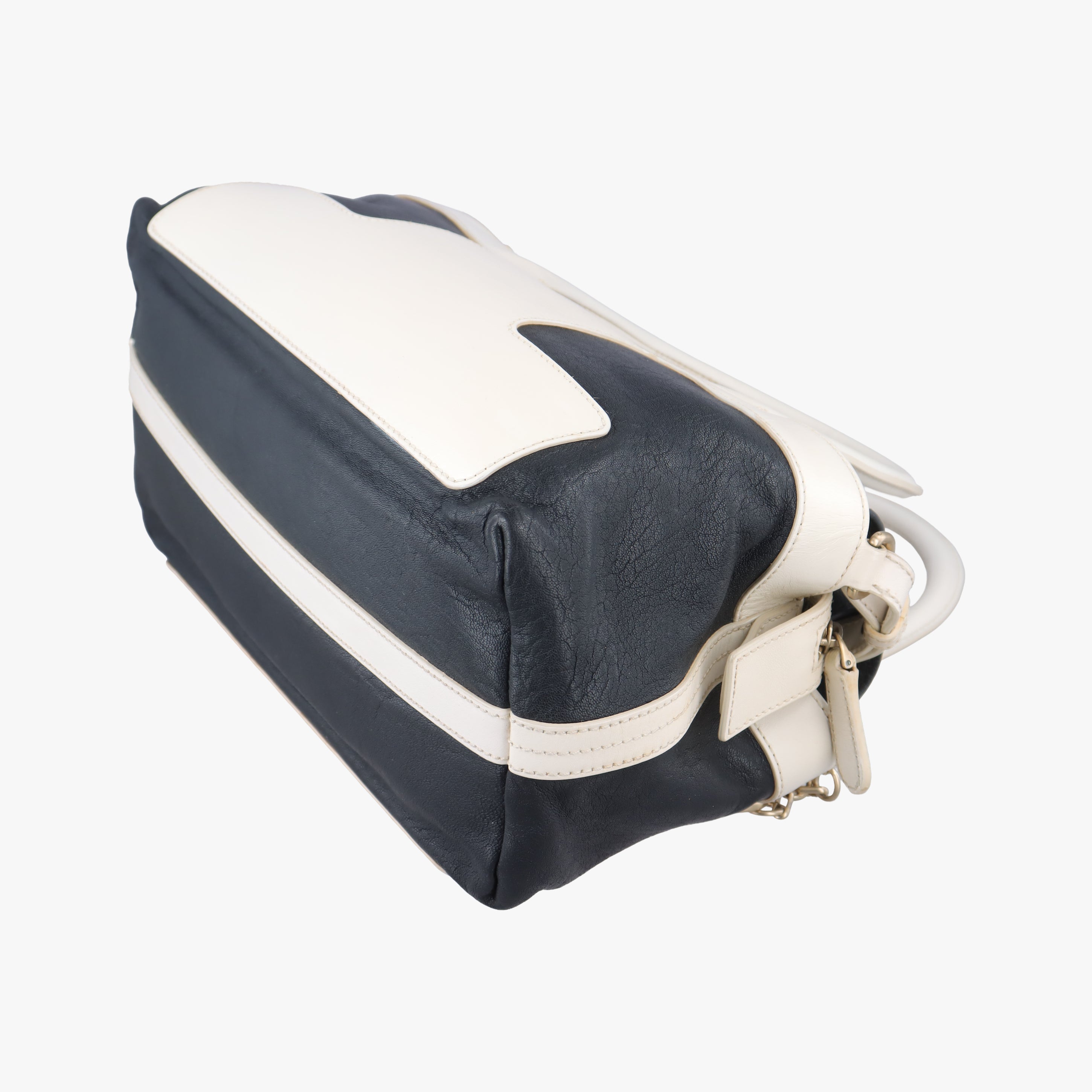 Pre-owned Bally Medium Boston Golf Black x White leather  shoulderbag | stylenewstar