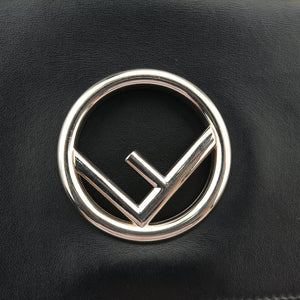 Pre-owned Fendi KAN I F Black Leather 8BT286 shoulderbag | stylenewstar