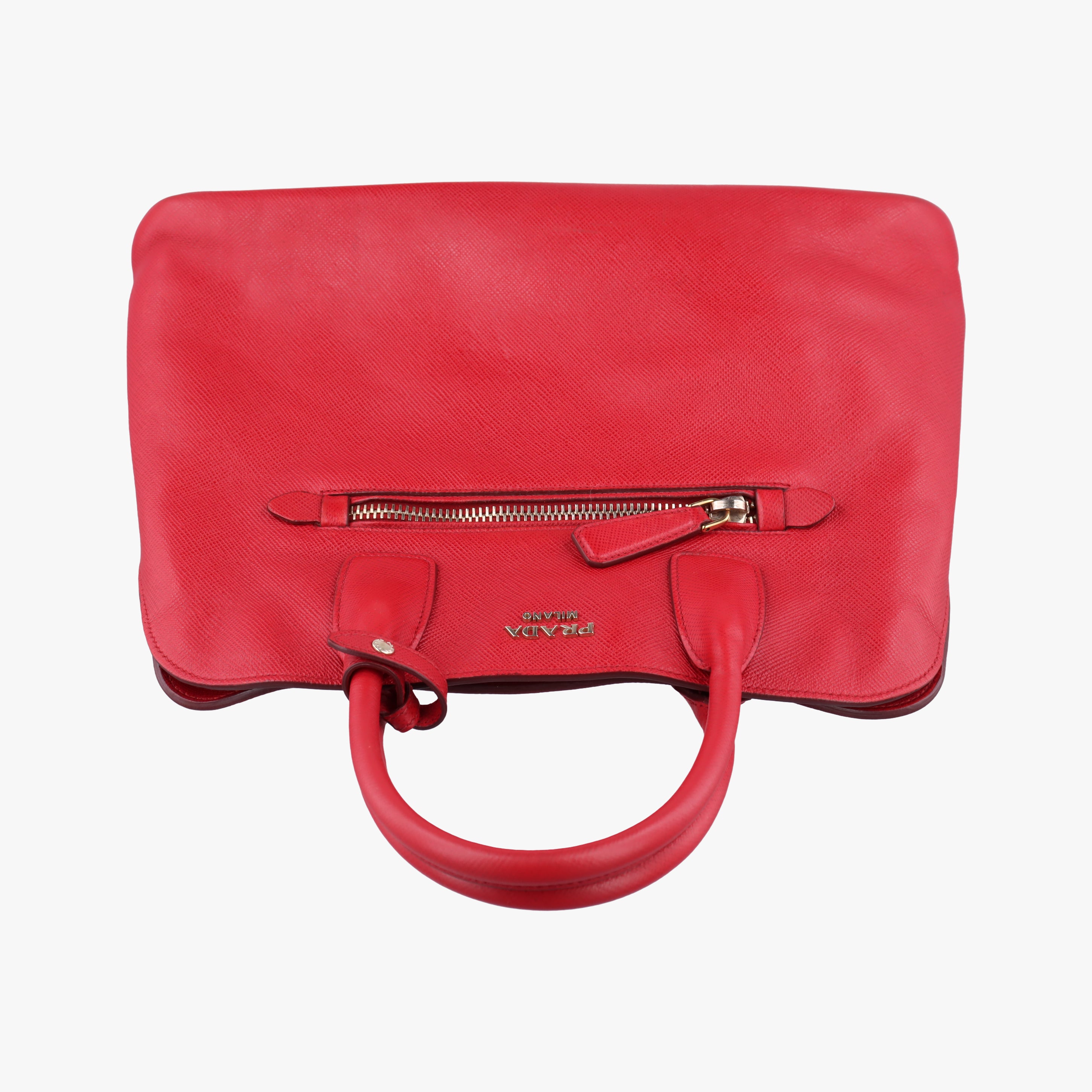 Vintage Prada Cuir  Open Promenade Satchel Red SAFFIANO　Leather BN2553 shoulderbag | stylenewstar