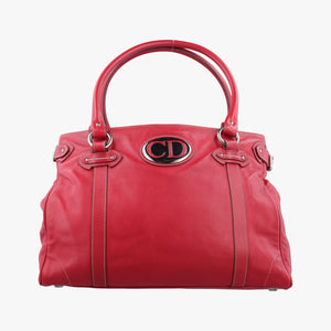 Pre-owned Christian Dior CD Logo Red Leather  handbag | stylenewstar