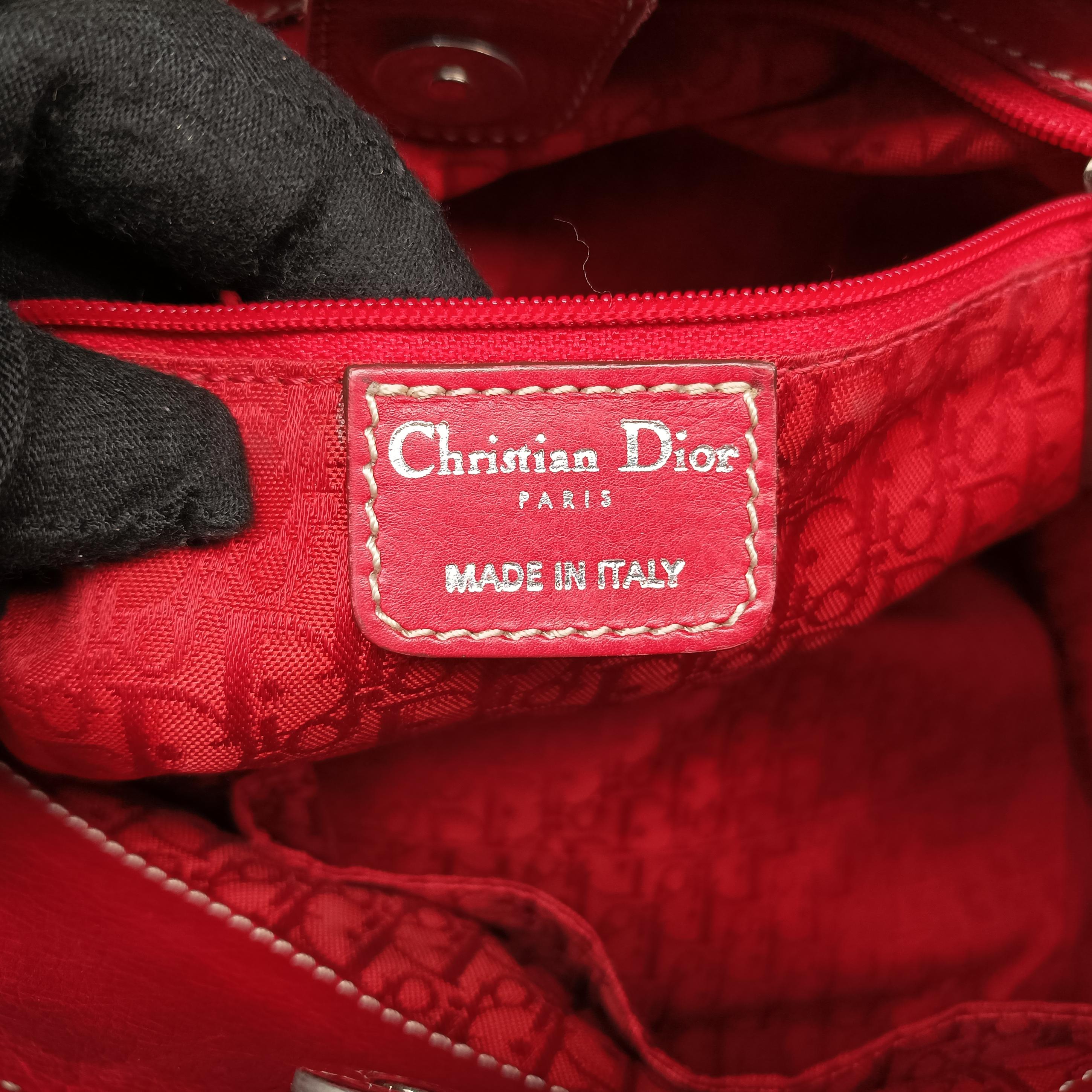 Pre-owned Christian Dior CD Logo Red Leather  handbag | stylenewstar