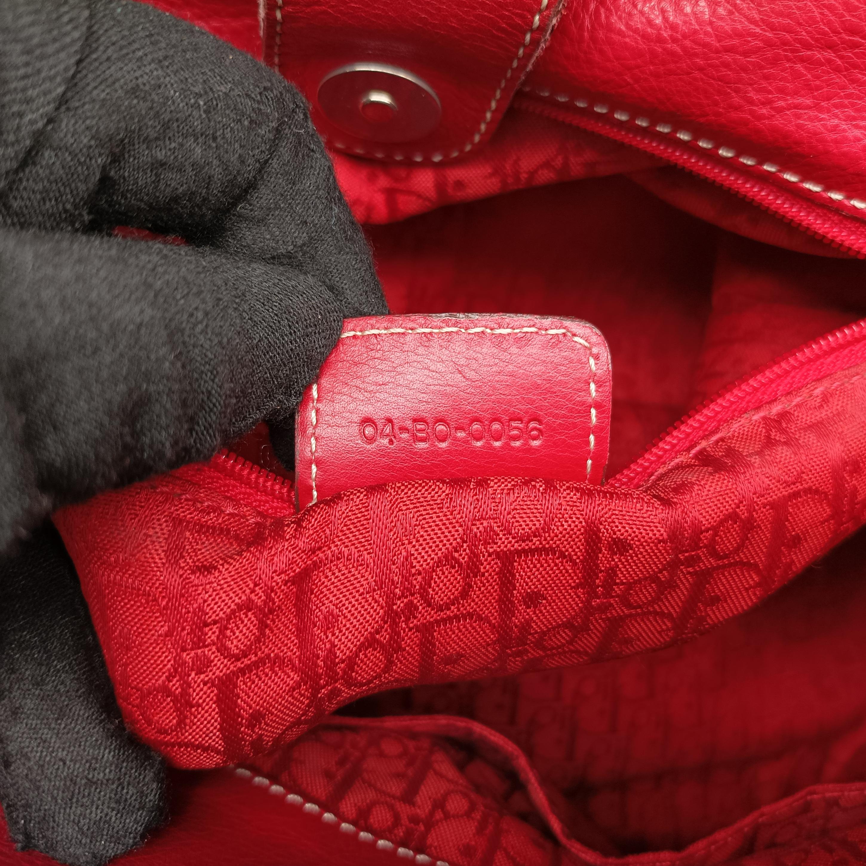 Pre-owned Christian Dior CD Logo Red Leather  handbag | stylenewstar