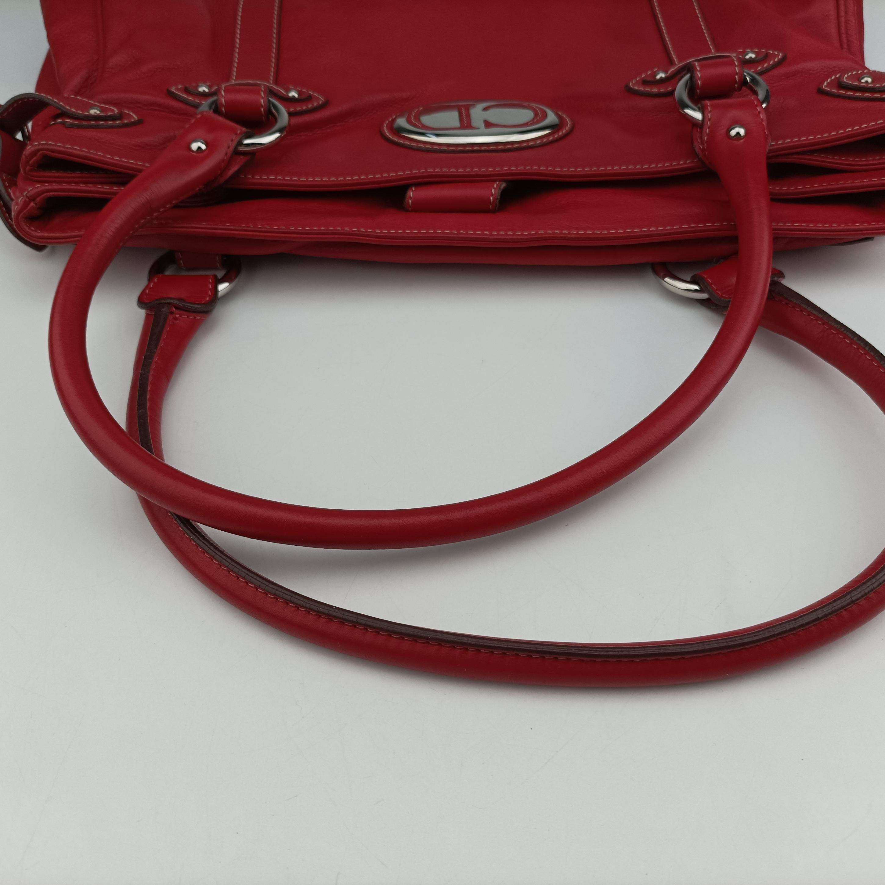 Pre-owned Christian Dior CD Logo Red Leather  handbag | stylenewstar