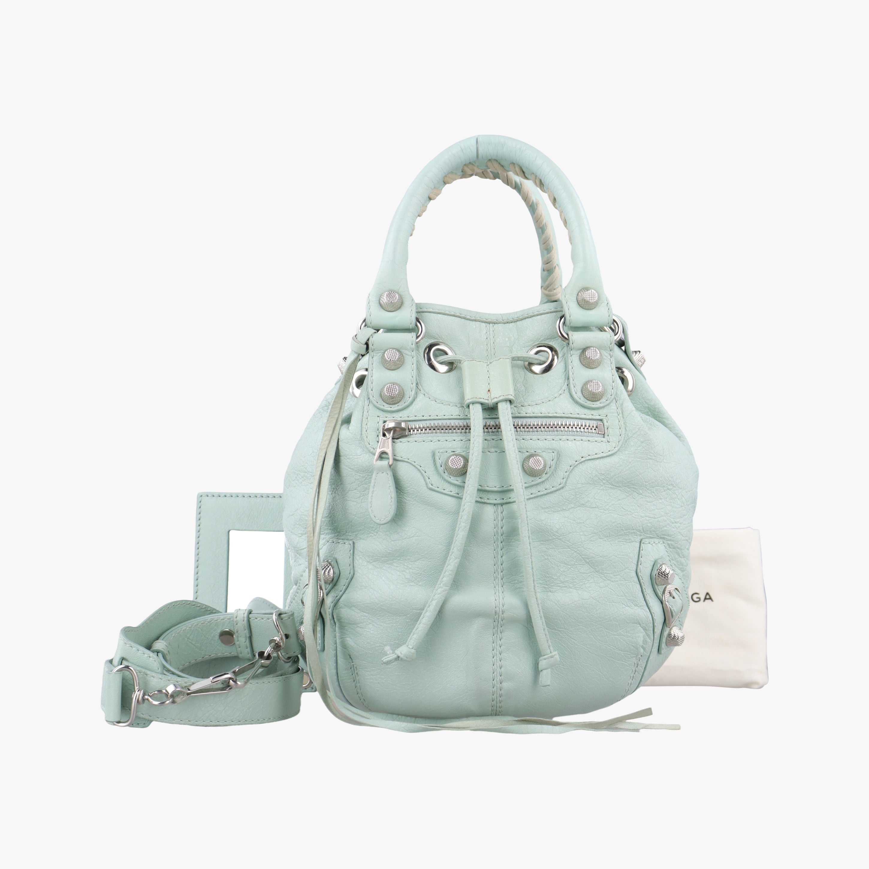 Pre-owned Balenciaga Mini Pompon Light Green lambskin  shoulderbag | stylenewstar