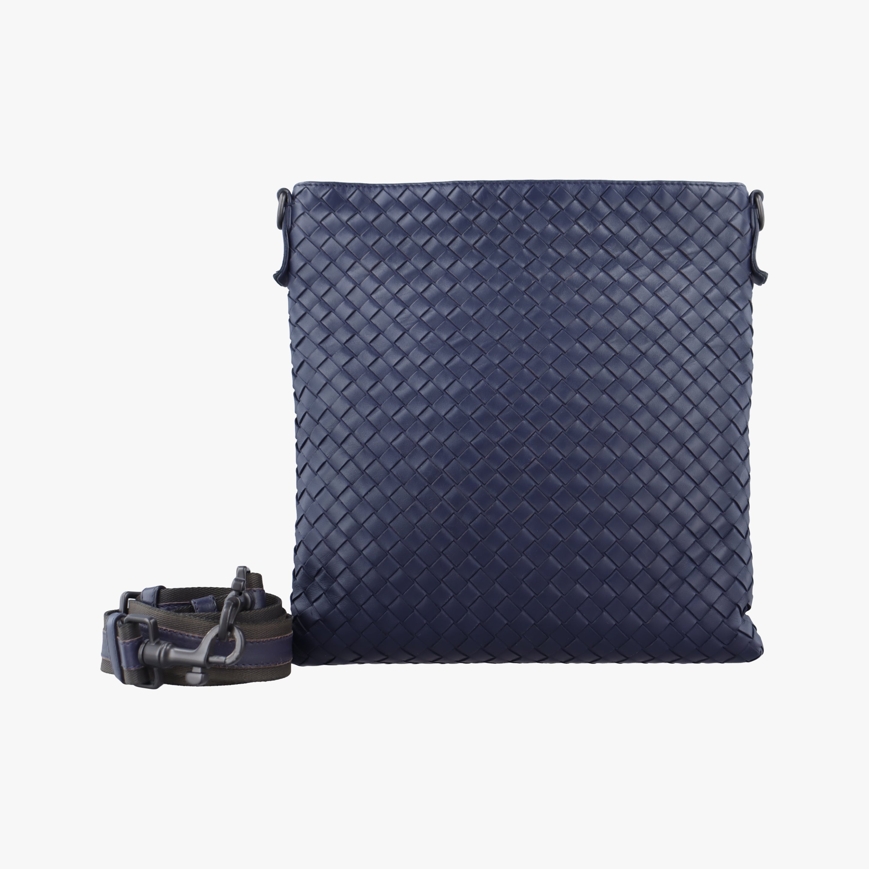 Pre-owned Bottega Veneta Intrecciato Navy lambskin  shoulderbag | stylenewstar