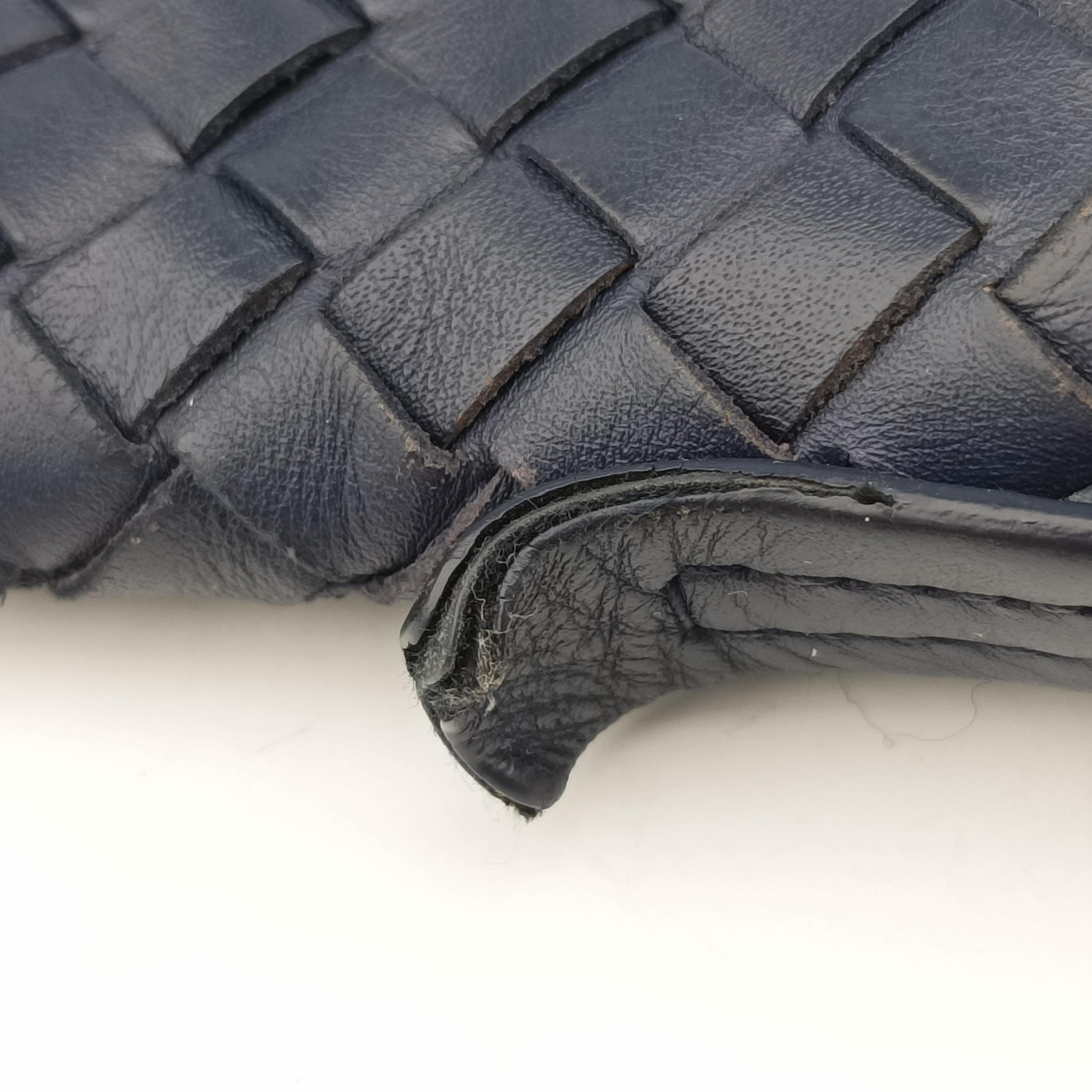 Pre-owned Bottega Veneta Intrecciato Navy lambskin  shoulderbag | stylenewstar