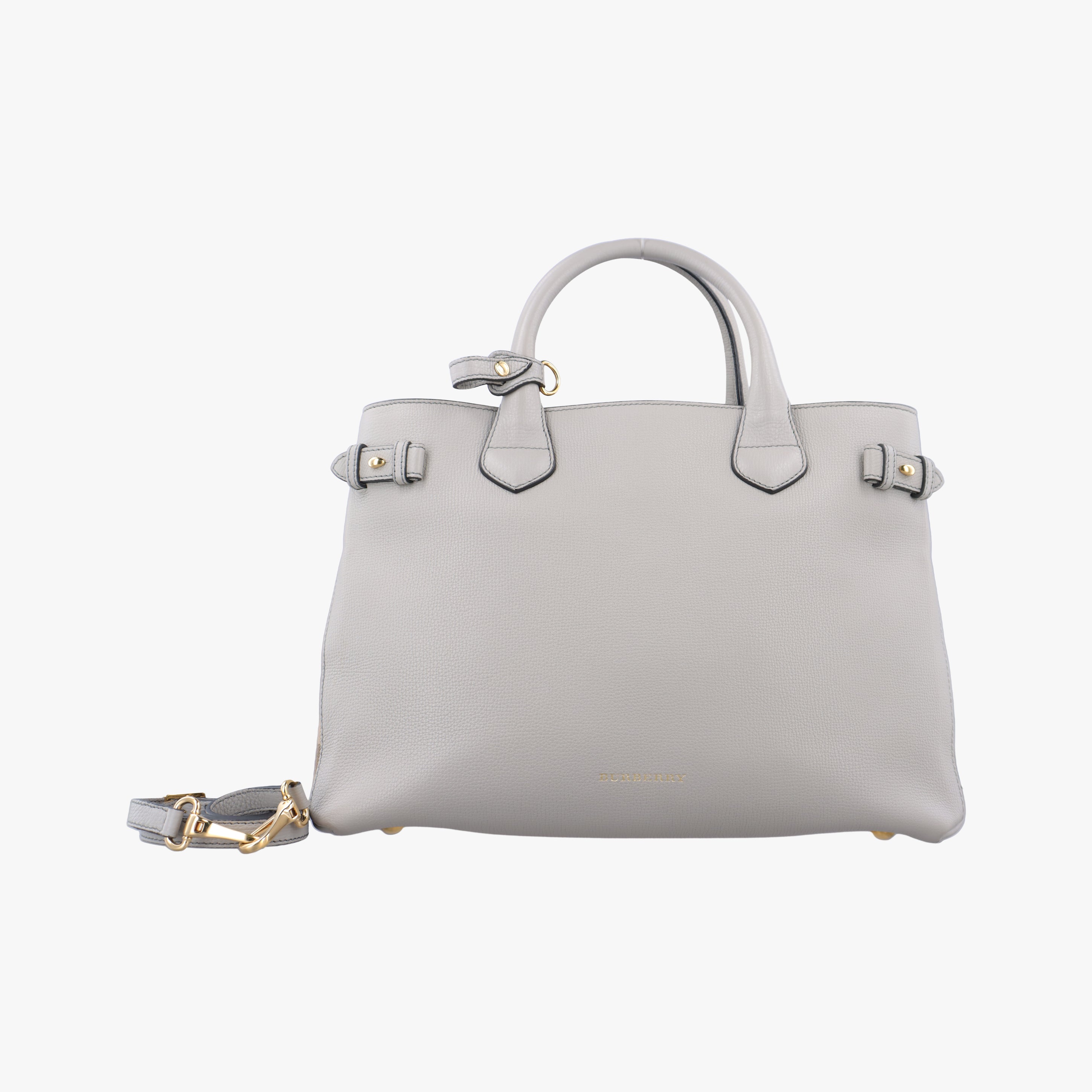 Pre-owned Burberry House Check The Banner Gray × Multicolor Leather ×Canvas  shoulderbag | stylenewstar