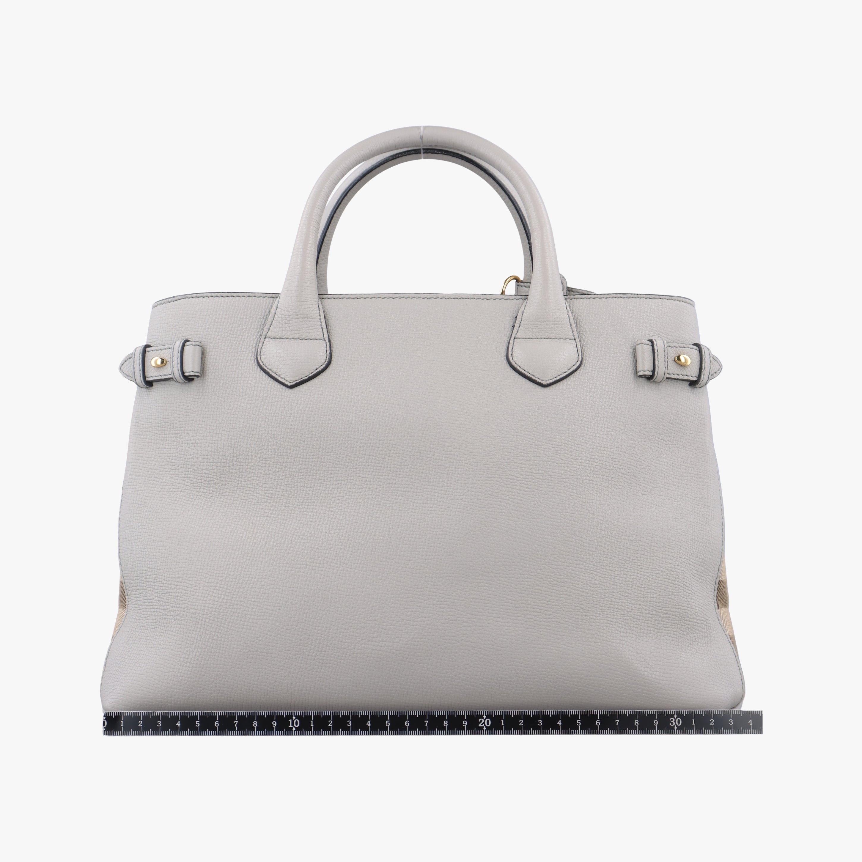 Pre-owned Burberry House Check The Banner Gray × Multicolor Leather ×Canvas  shoulderbag | stylenewstar