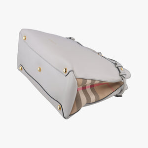 Pre-owned Burberry House Check The Banner Gray × Multicolor Leather ×Canvas  shoulderbag | stylenewstar