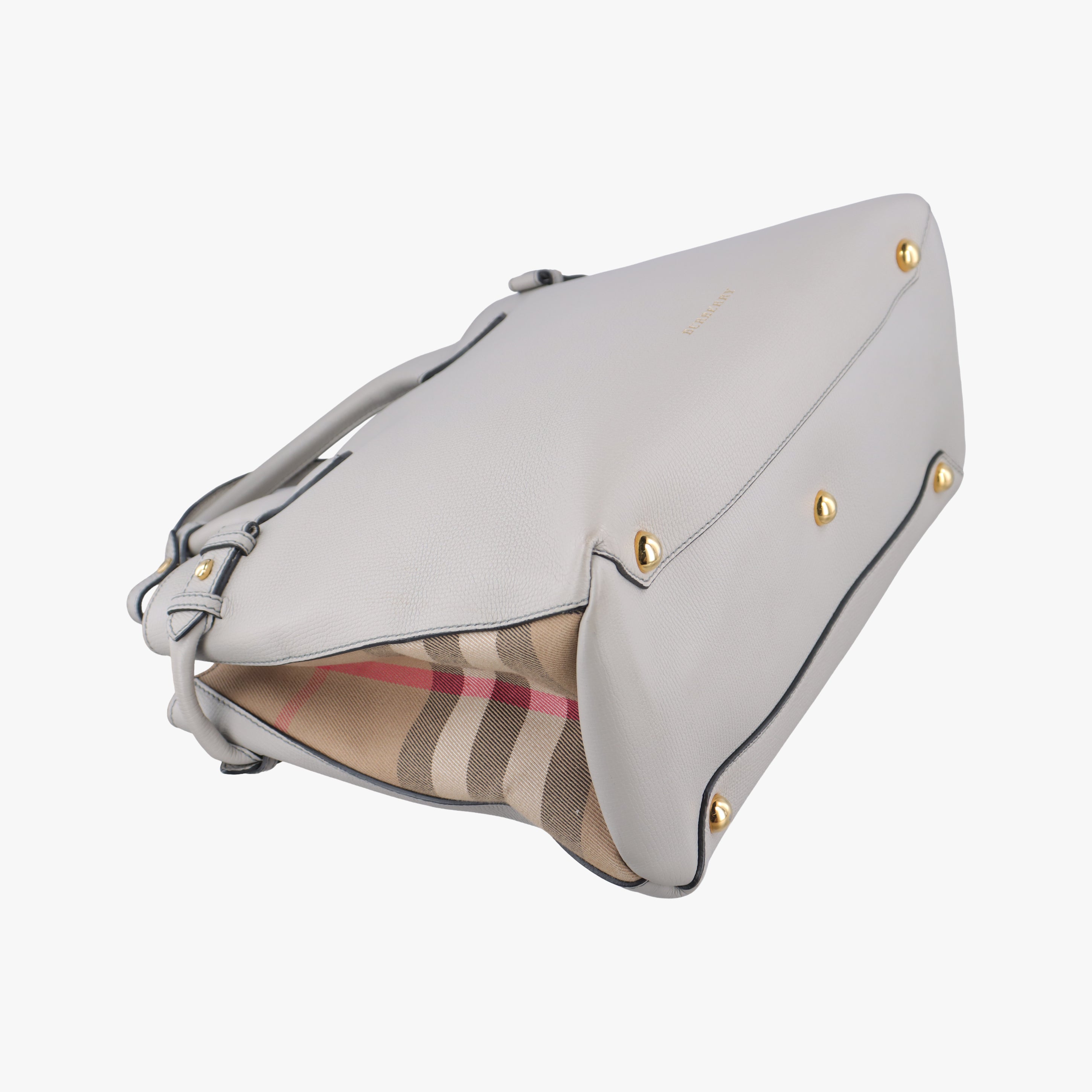 Pre-owned Burberry House Check The Banner Gray × Multicolor Leather ×Canvas  shoulderbag | stylenewstar