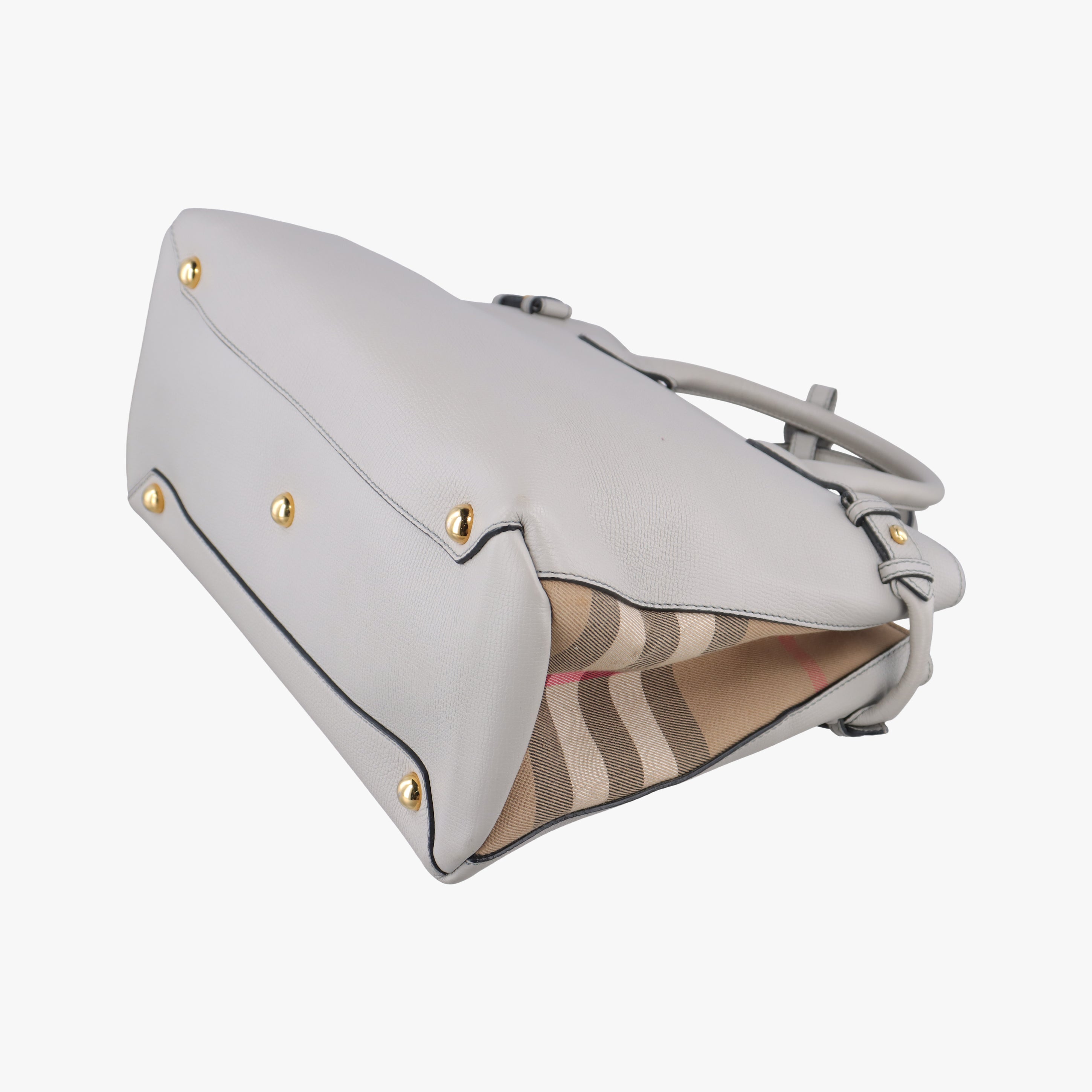 Pre-owned Burberry House Check The Banner Gray × Multicolor Leather ×Canvas  shoulderbag | stylenewstar