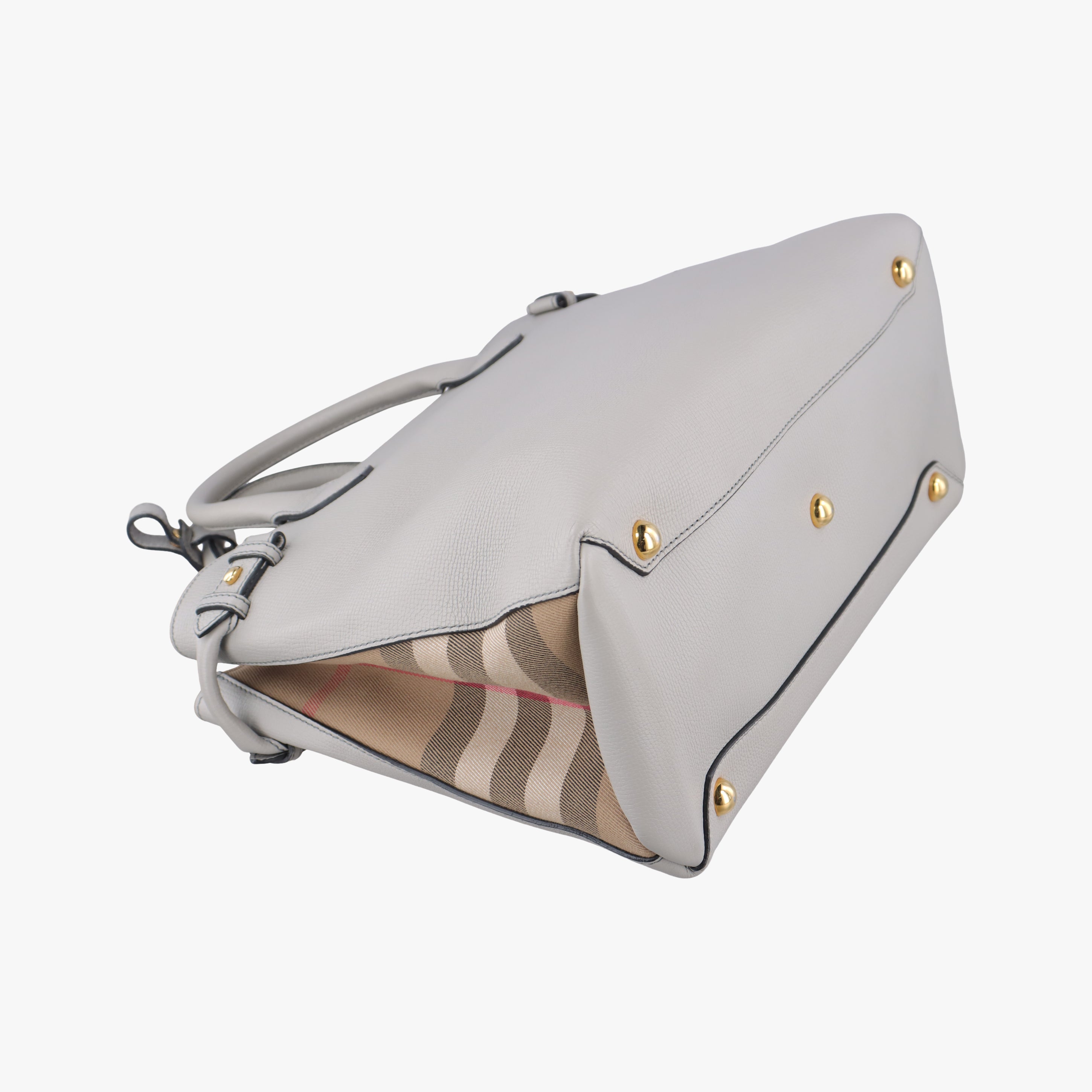 Pre-owned Burberry House Check The Banner Gray × Multicolor Leather ×Canvas  shoulderbag | stylenewstar